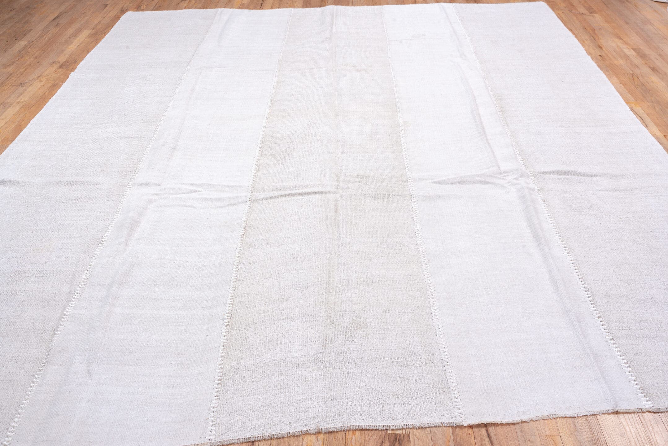 10' x 11' one-of-a-kind handmade vintage Hemp Kilim large size rug. Color palette: ivory, cream, beige, taupe, gray