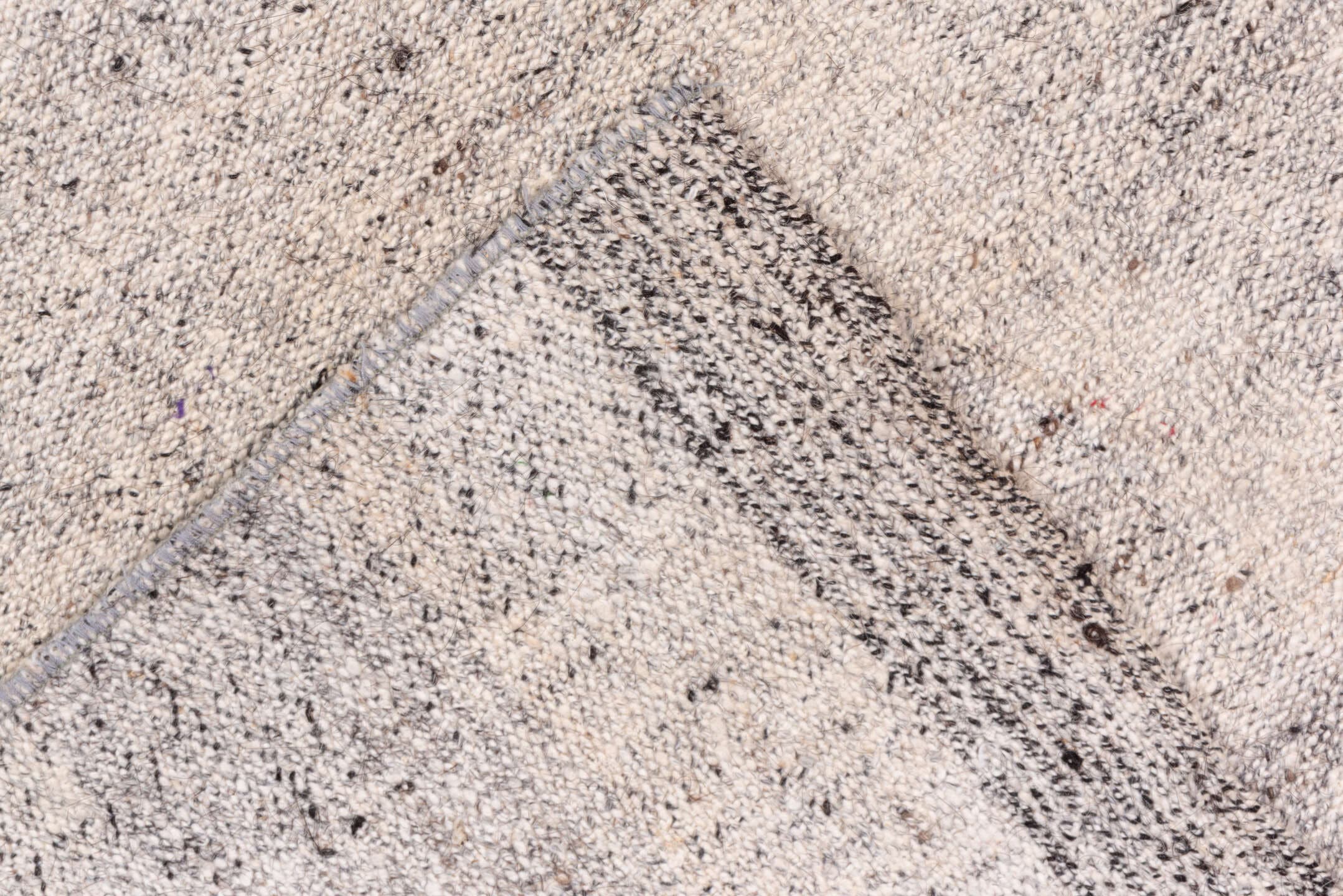8' x 11' one-of-a-kind handmade vintage Flatweave large size rug. Color palette: ivory, cream, taupe, light gray, beige