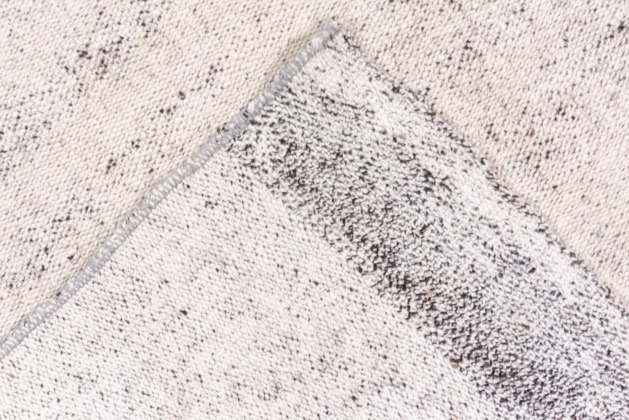 8' x 14' one-of-a-kind handmade vintage Flatweave large size rug. Color palette: ivory, cream, taupe, light gray, beige