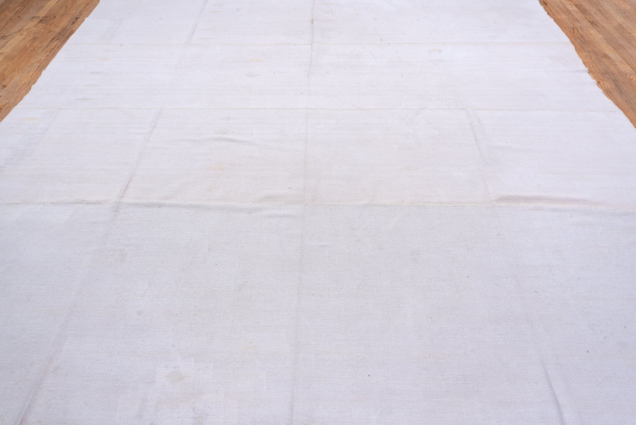 9' x 13' one-of-a-kind handmade vintage Flatweave large size rug. Color palette: ivory, cream, taupe, beige, gray