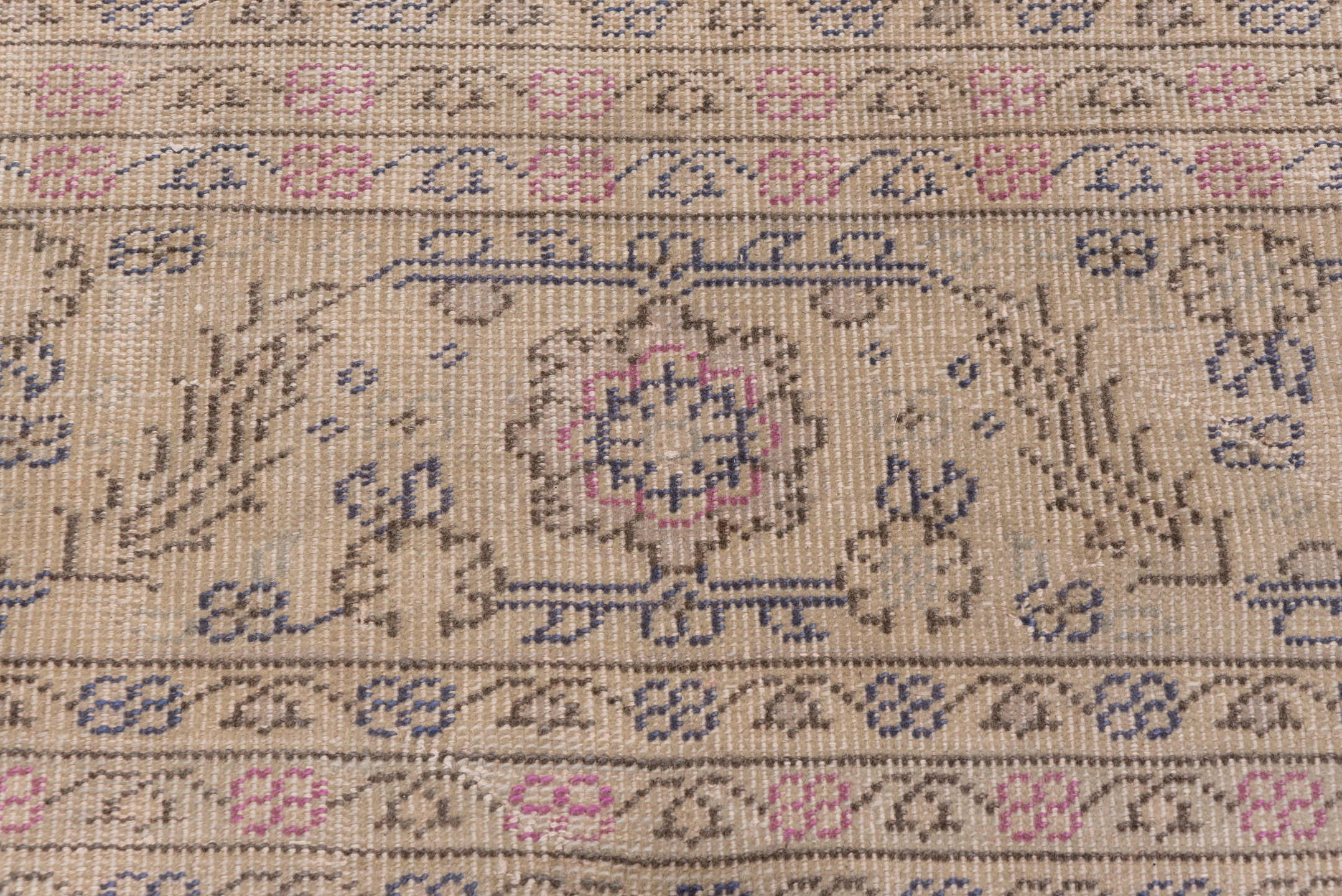 12' x 14' one-of-a-kind handmade antique Sivas oversize rug. Color palette: ivory, taupe, rose, slate, beige, gray, pink