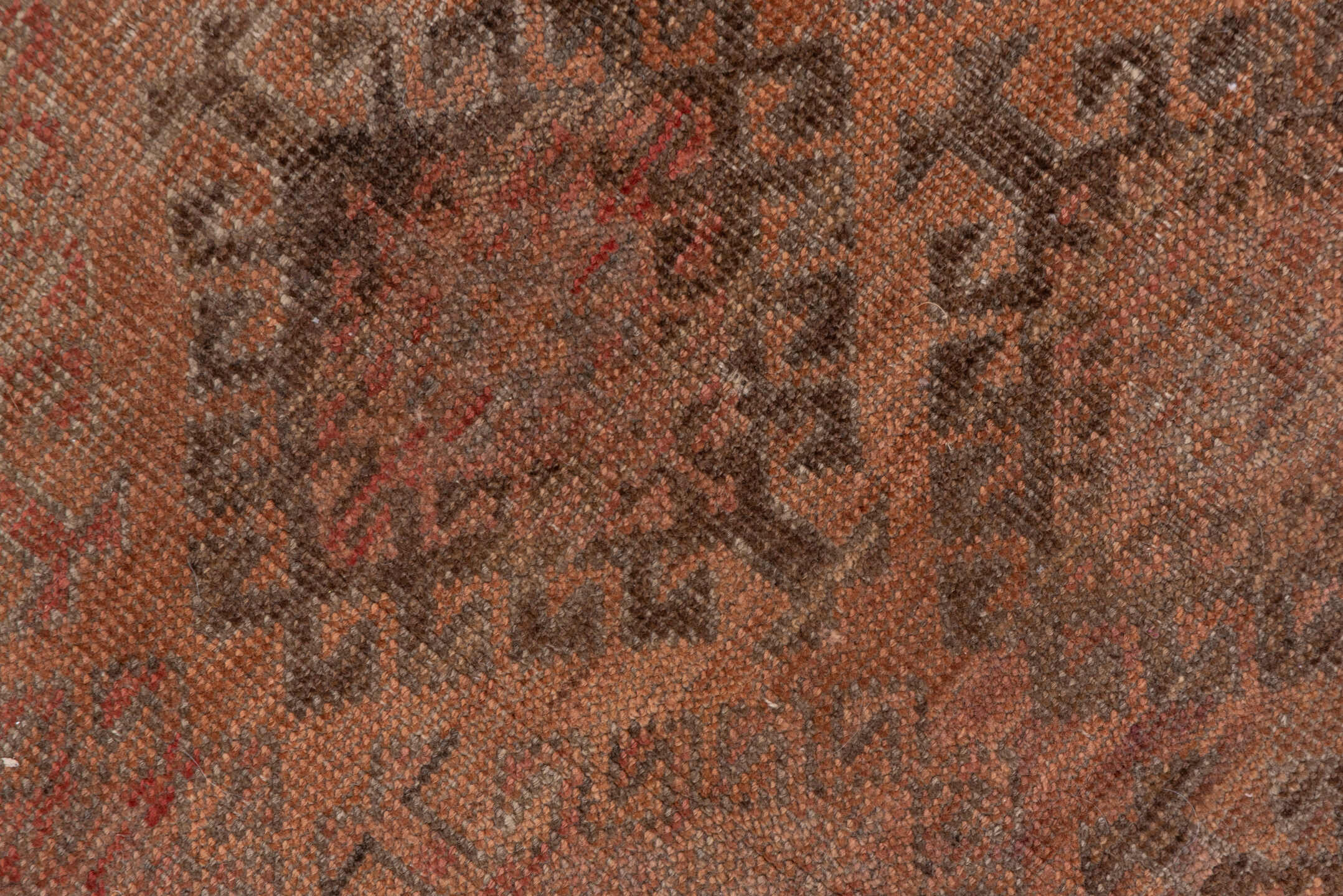 6' x 12' one-of-a-kind handmade antique Belouch large size rug. Color palette: rust, brown, charcoal, taupe, rose, slate