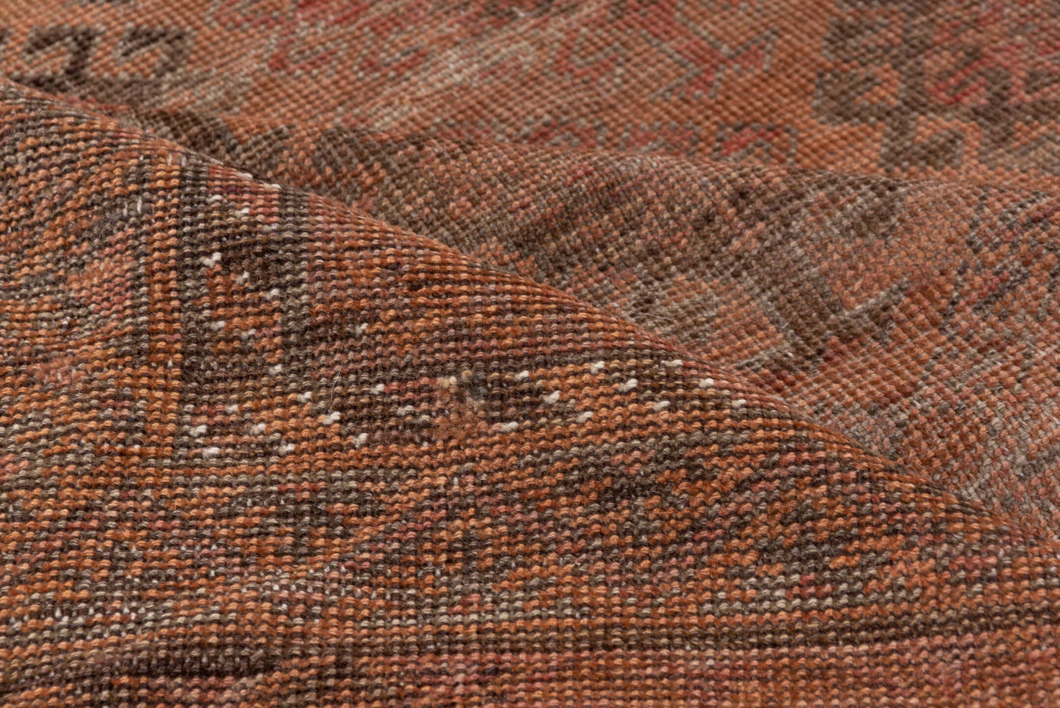 6' x 12' one-of-a-kind handmade antique Belouch large size rug. Color palette: rust, brown, charcoal, taupe, rose, slate