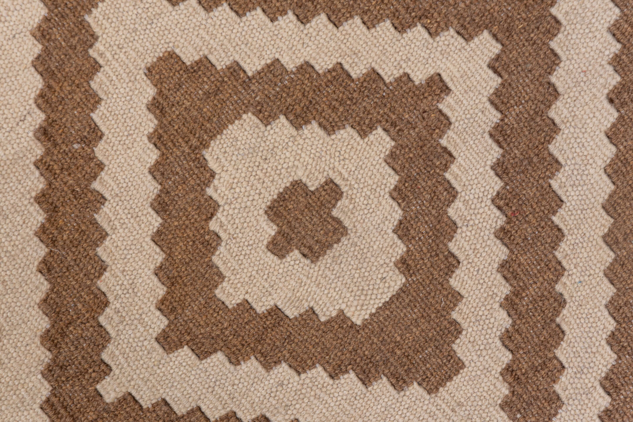 3' x 5' one-of-a-kind handmade vintage Kilim small size rug. Color palette: brown, ivory