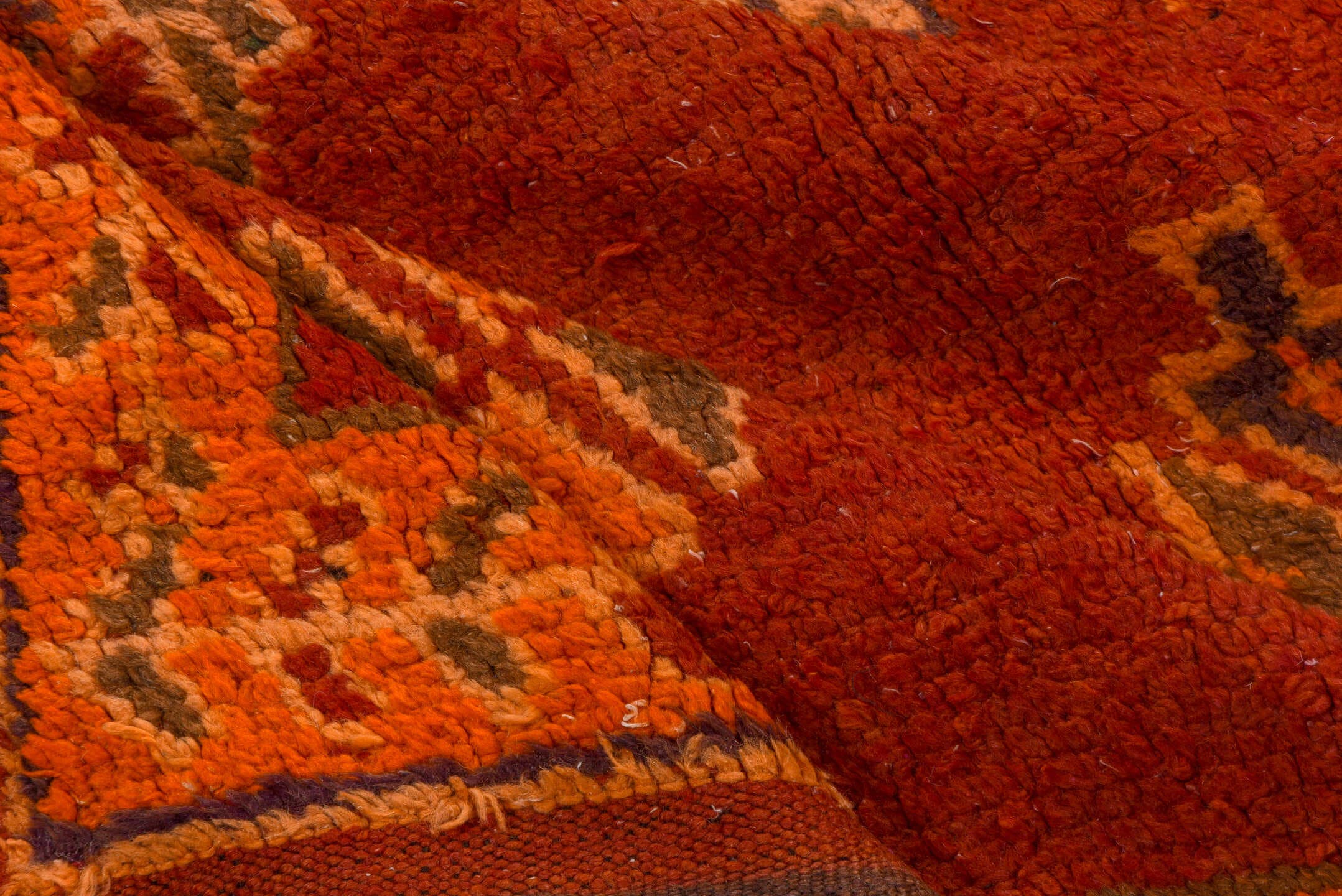 6' x 11' one-of-a-kind handmade vintage Moroccan large size rug. Color palette: rust, terra cotta, camel, ivory, charcoal