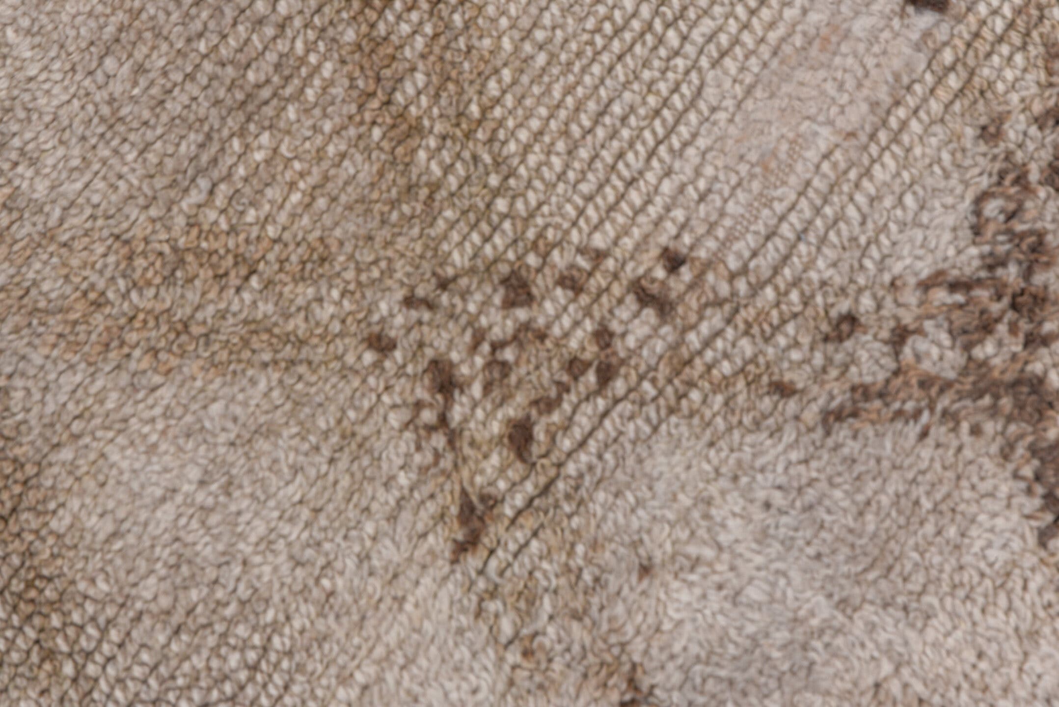 6' x 12' one-of-a-kind handmade vintage Moroccan large size rug. Color palette: ivory, taupe, camel, brown, beige, gray