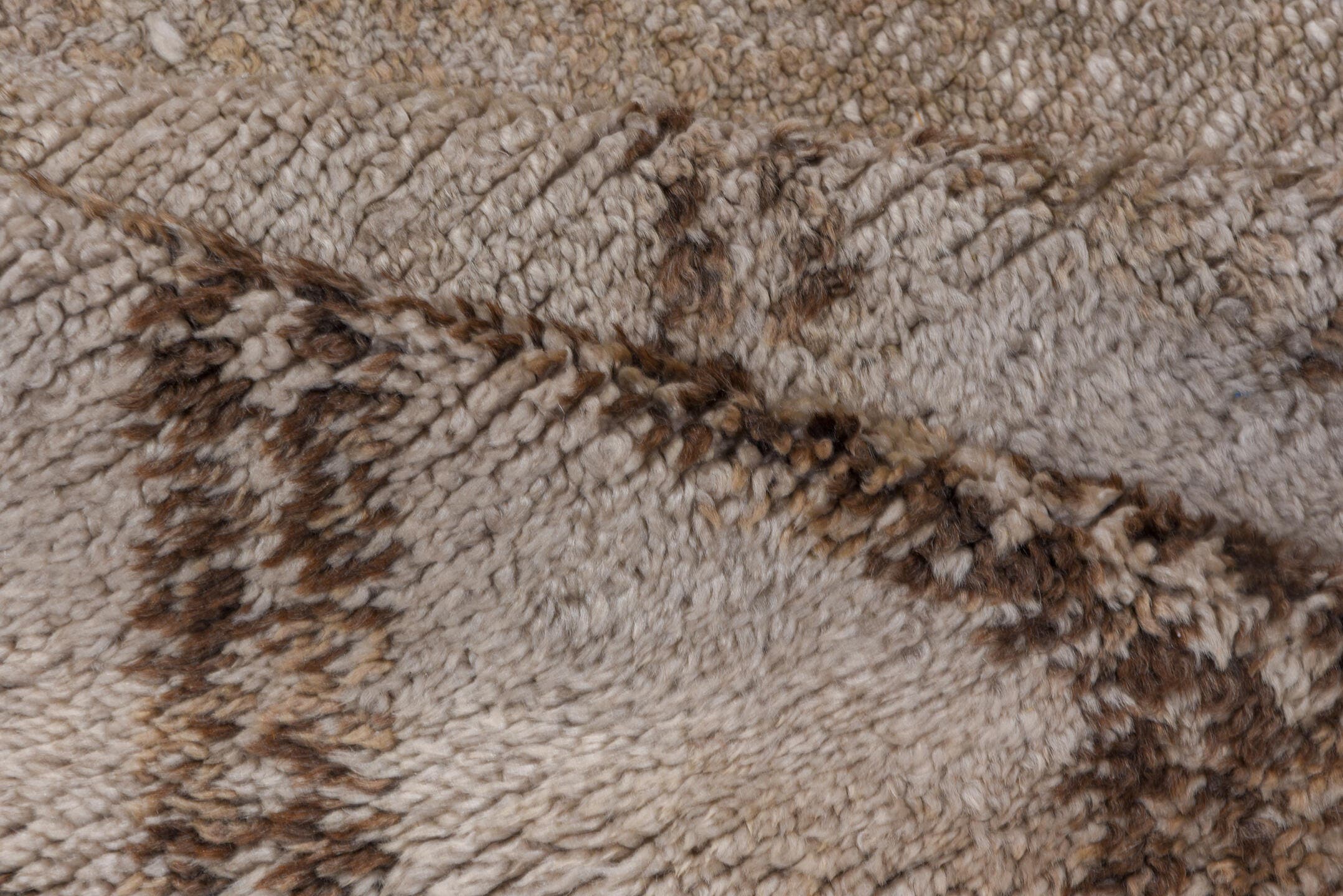 6' x 12' one-of-a-kind handmade vintage Moroccan large size rug. Color palette: ivory, taupe, camel, brown, beige, gray