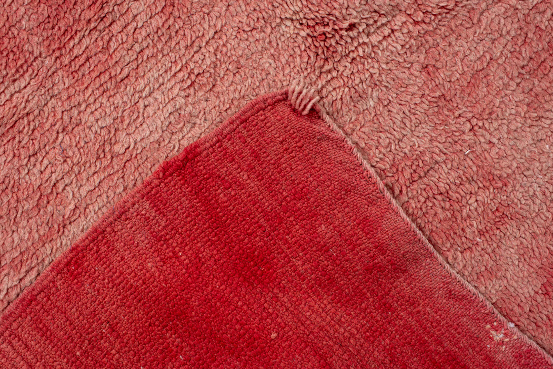 4' x 7' one-of-a-kind handmade vintage Moroccan rug. Color palette: rose, blush, dusty rose, coral, terracotta, pink, red