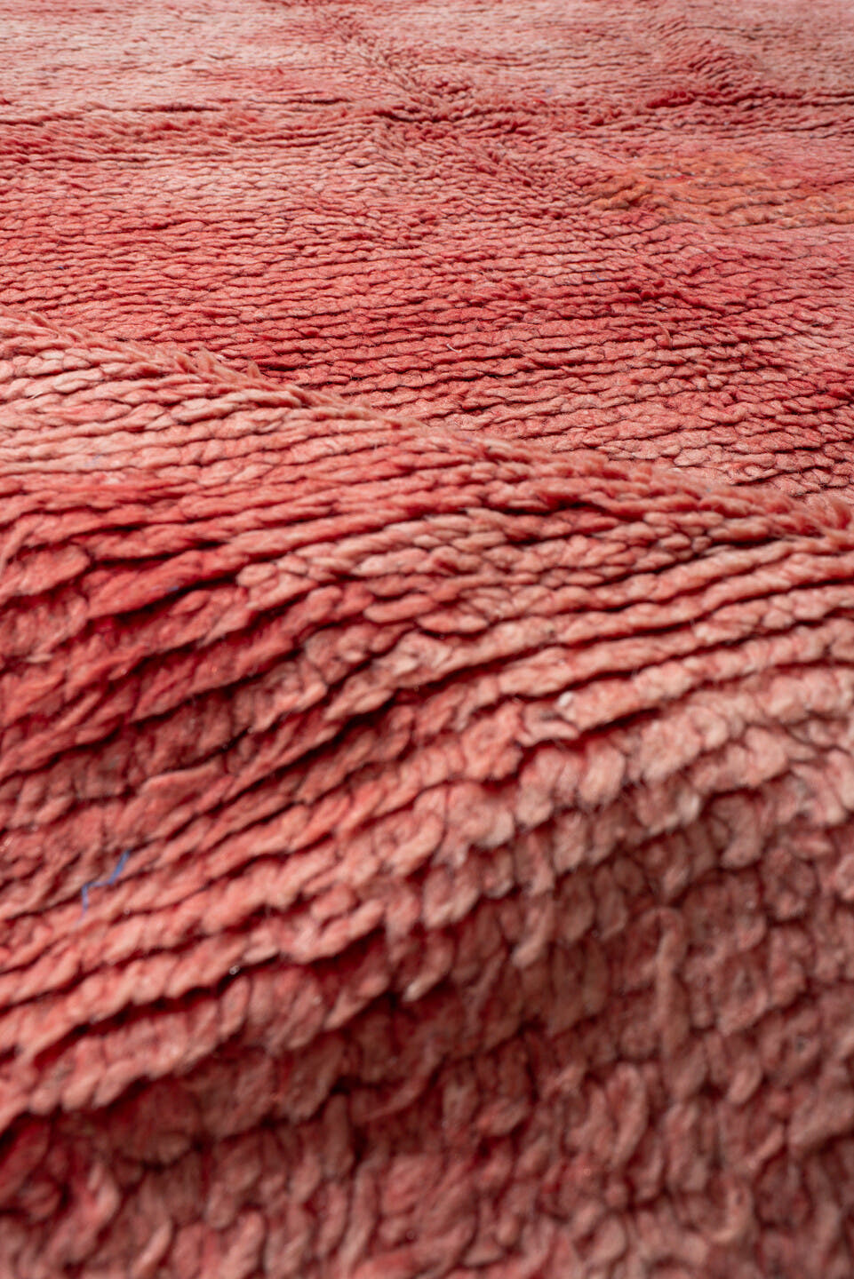 4' x 7' one-of-a-kind handmade vintage Moroccan rug. Color palette: rose, blush, dusty rose, coral, terracotta, pink, red
