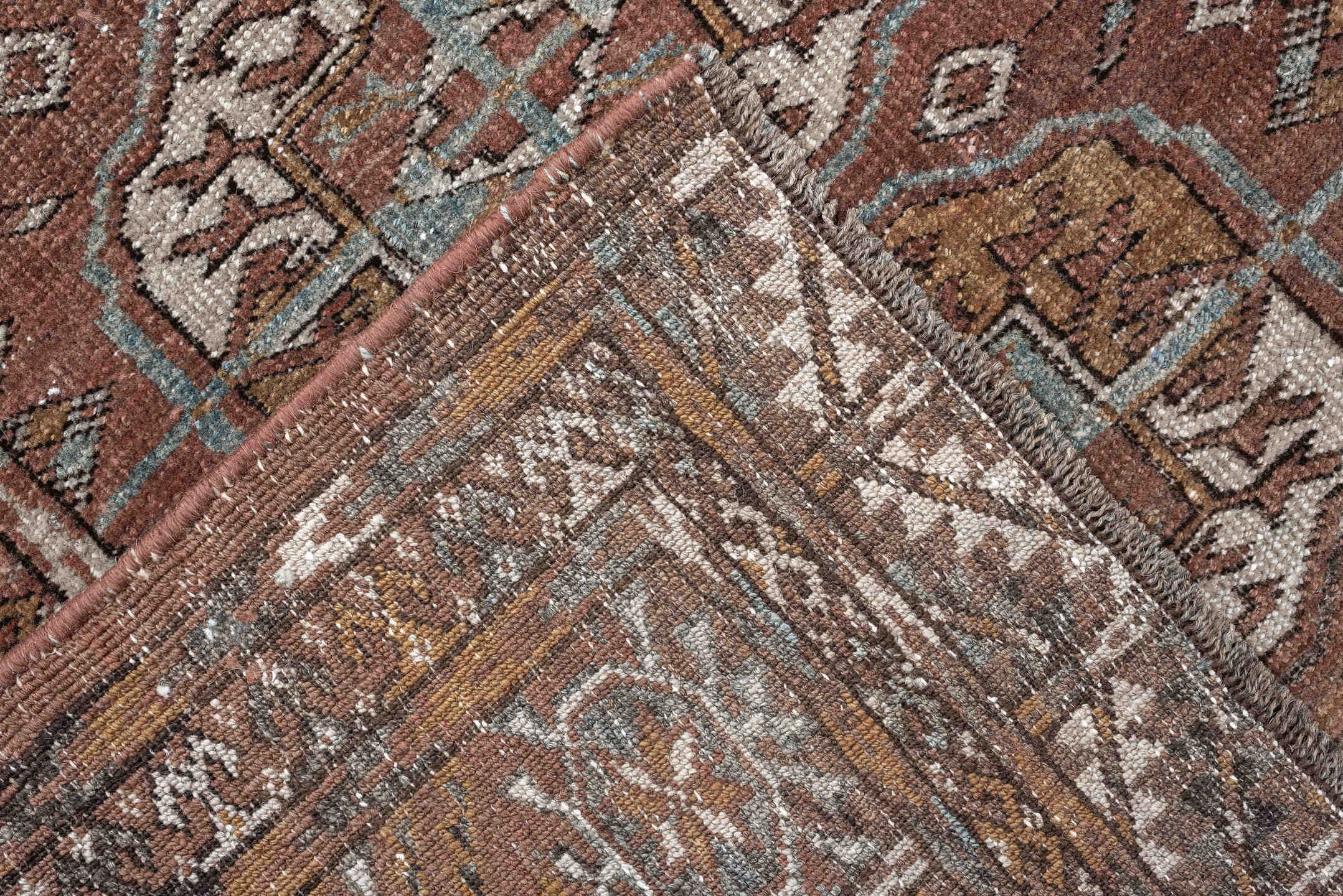 6' x 7' one-of-a-kind handmade vintage Bokara medium size rug. Color palette: rust, camel, brown, ivory, taupe, soft teal