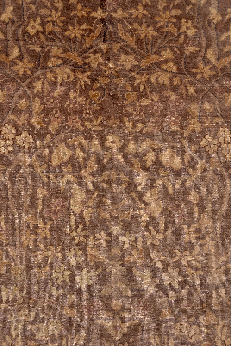 12' x 16' one-of-a-kind handmade antique Sivas oversize rug. Color palette: brown, camel, taupe, beige, ivory, rose