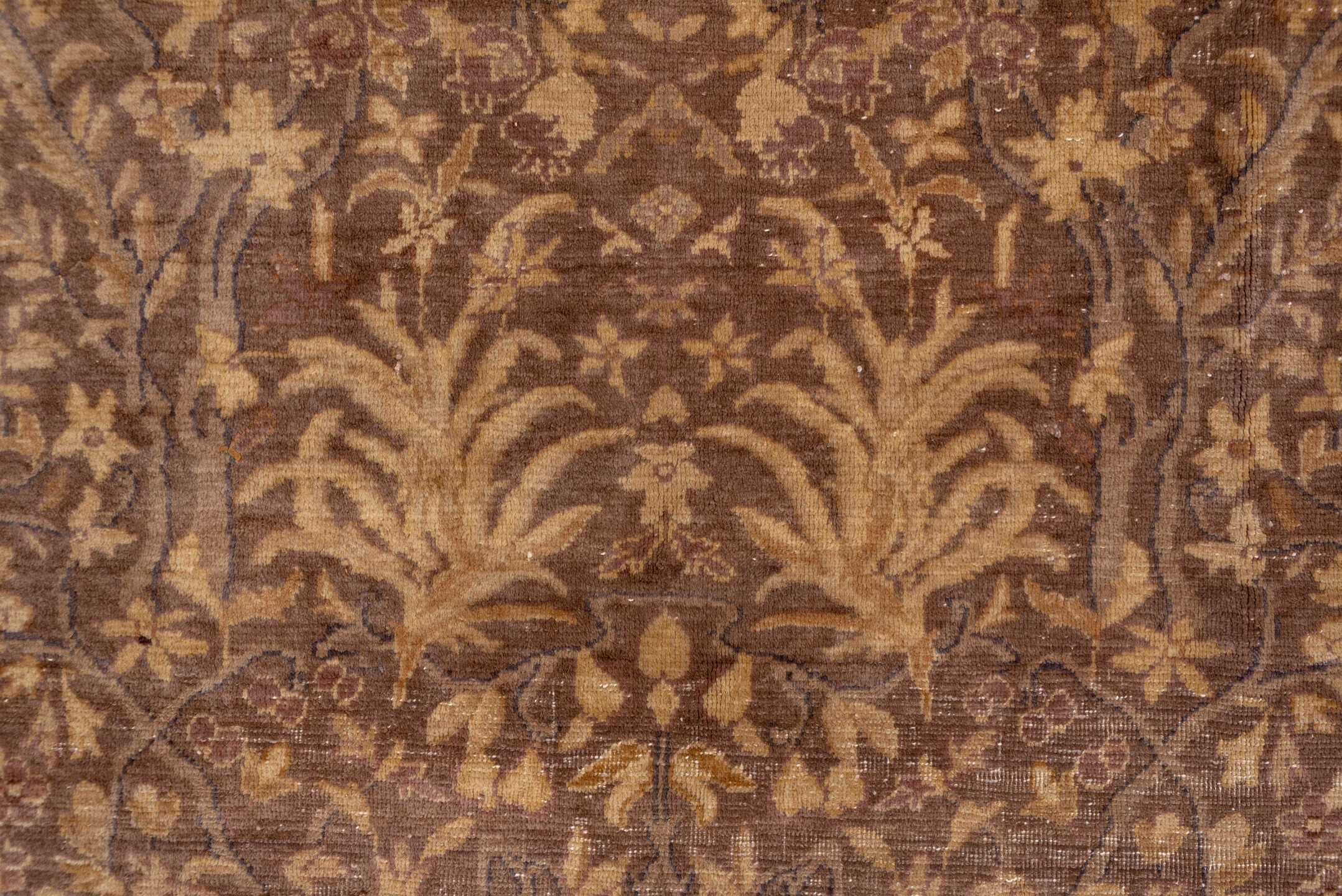 12' x 16' one-of-a-kind handmade antique Sivas oversize rug. Color palette: brown, camel, taupe, beige, ivory, rose