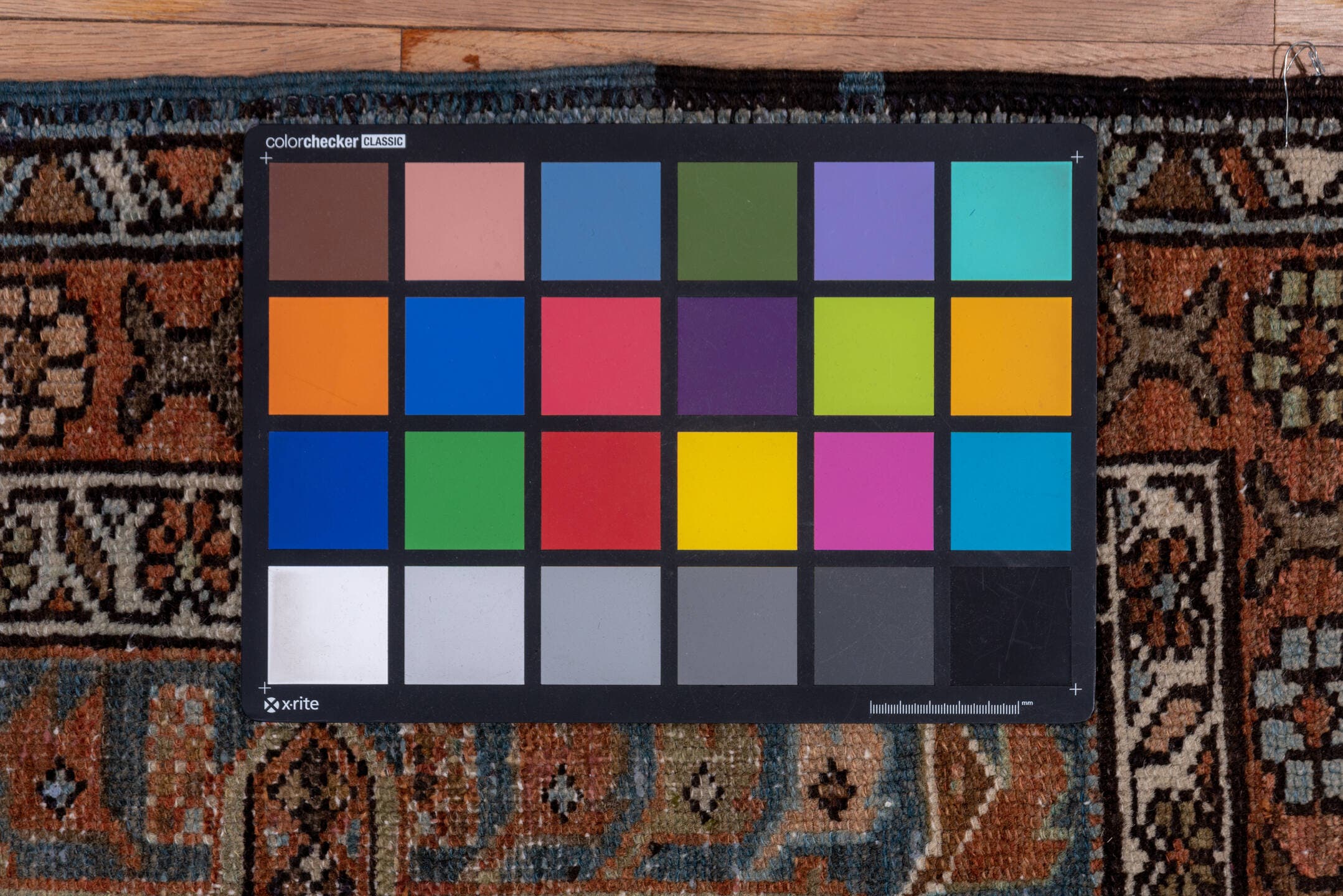 2' x 14' one-of-a-kind handmade antique Karaje runner rug. Color palette: blue, rust, ivory, brown, taupe, charcoal