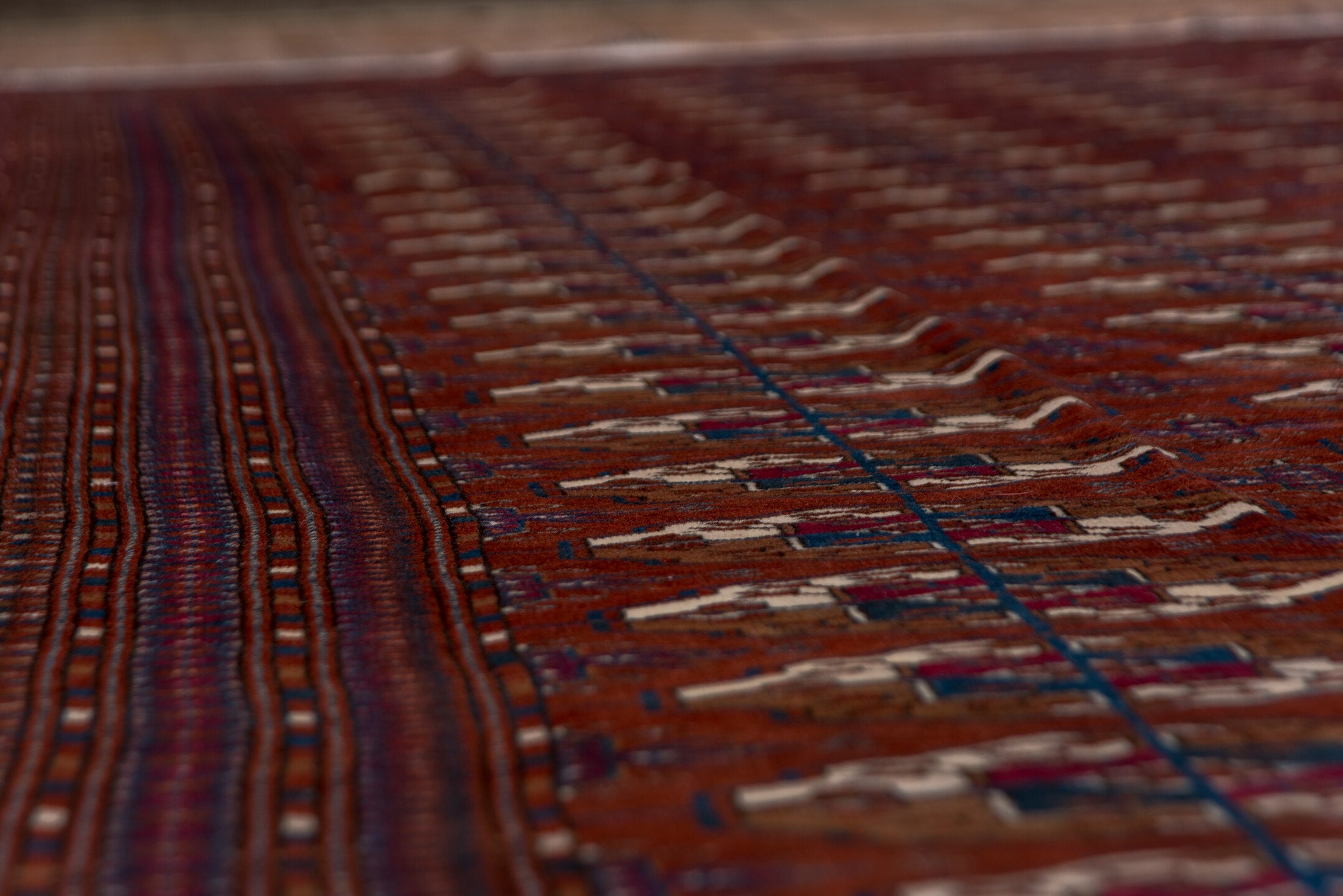 10' x 13' one-of-a-kind handmade vintage Torkaman large size rug. Color palette: brown, gray, light gray, off-white, orange