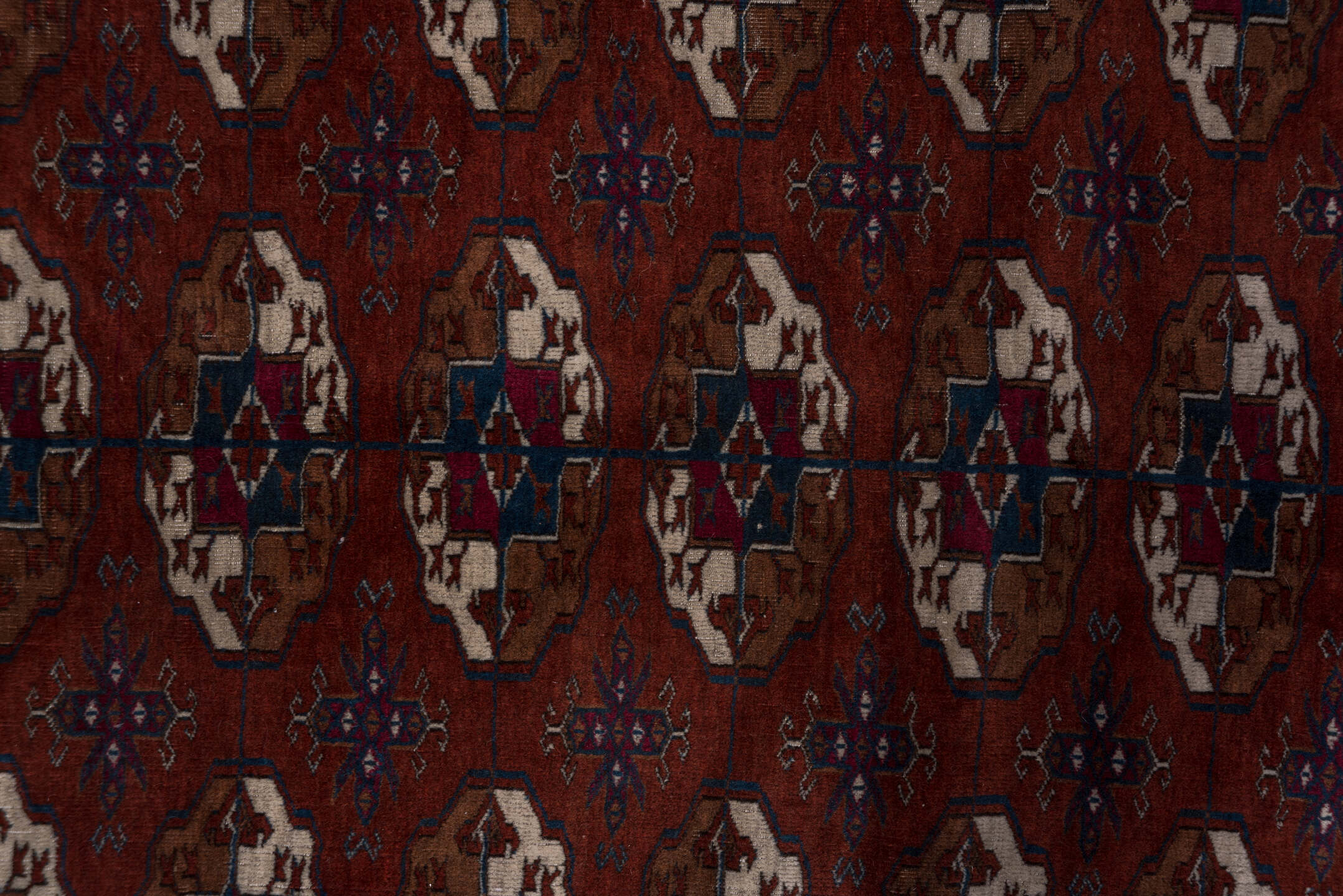 10' x 13' one-of-a-kind handmade vintage Torkaman large size rug. Color palette: brown, gray, light gray, off-white, orange