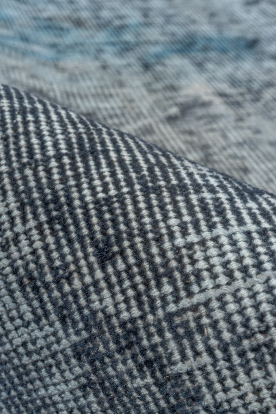7' x 10' one-of-a-kind handmade antique Overdyed large size rug. Color palette: slate, sky blue, charcoal, aqua, gray