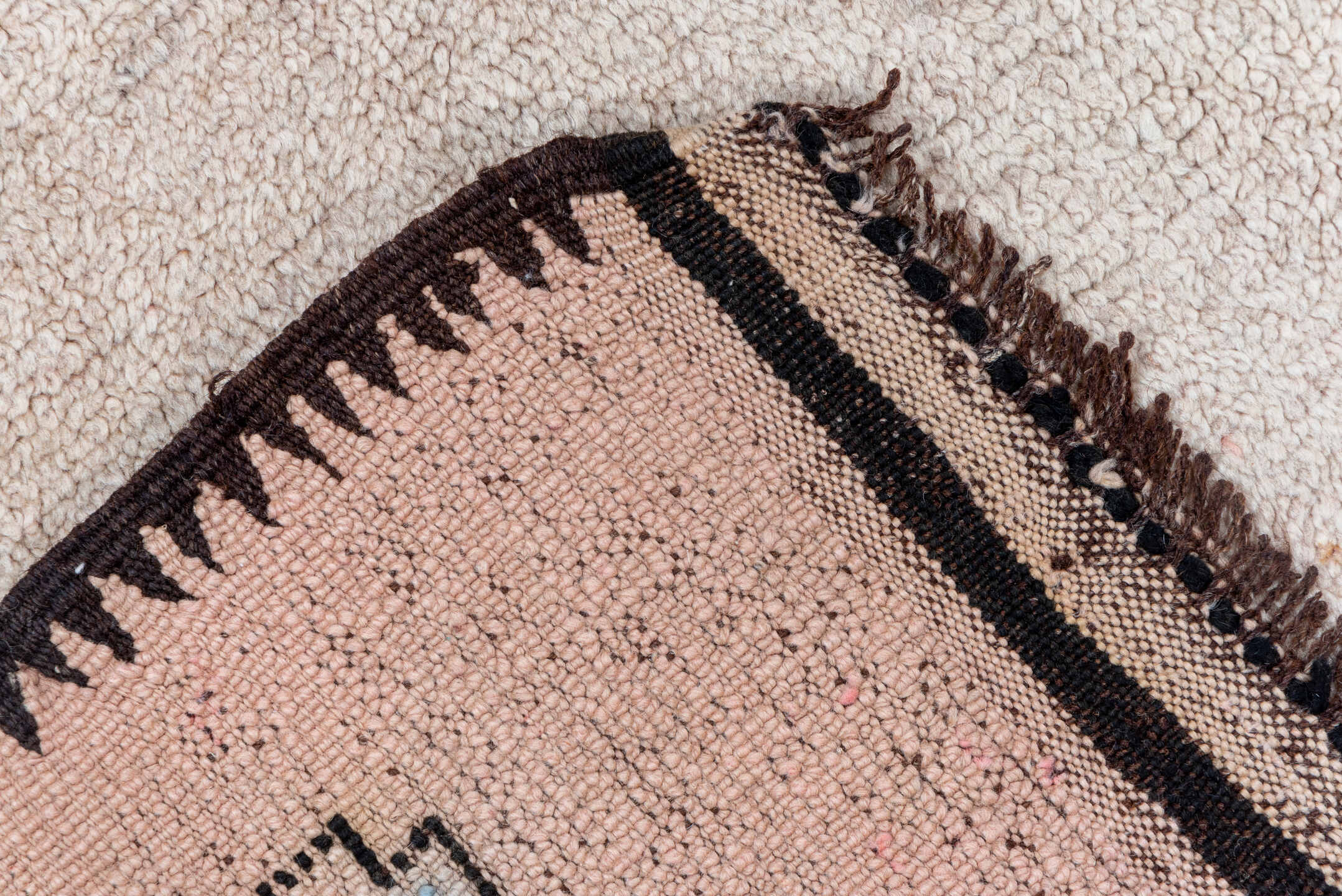 5' x 6' one-of-a-kind handmade vintage Moroccan rug. Color palette: ivory, brown, sky_blue, camel, pale_blue, light blue