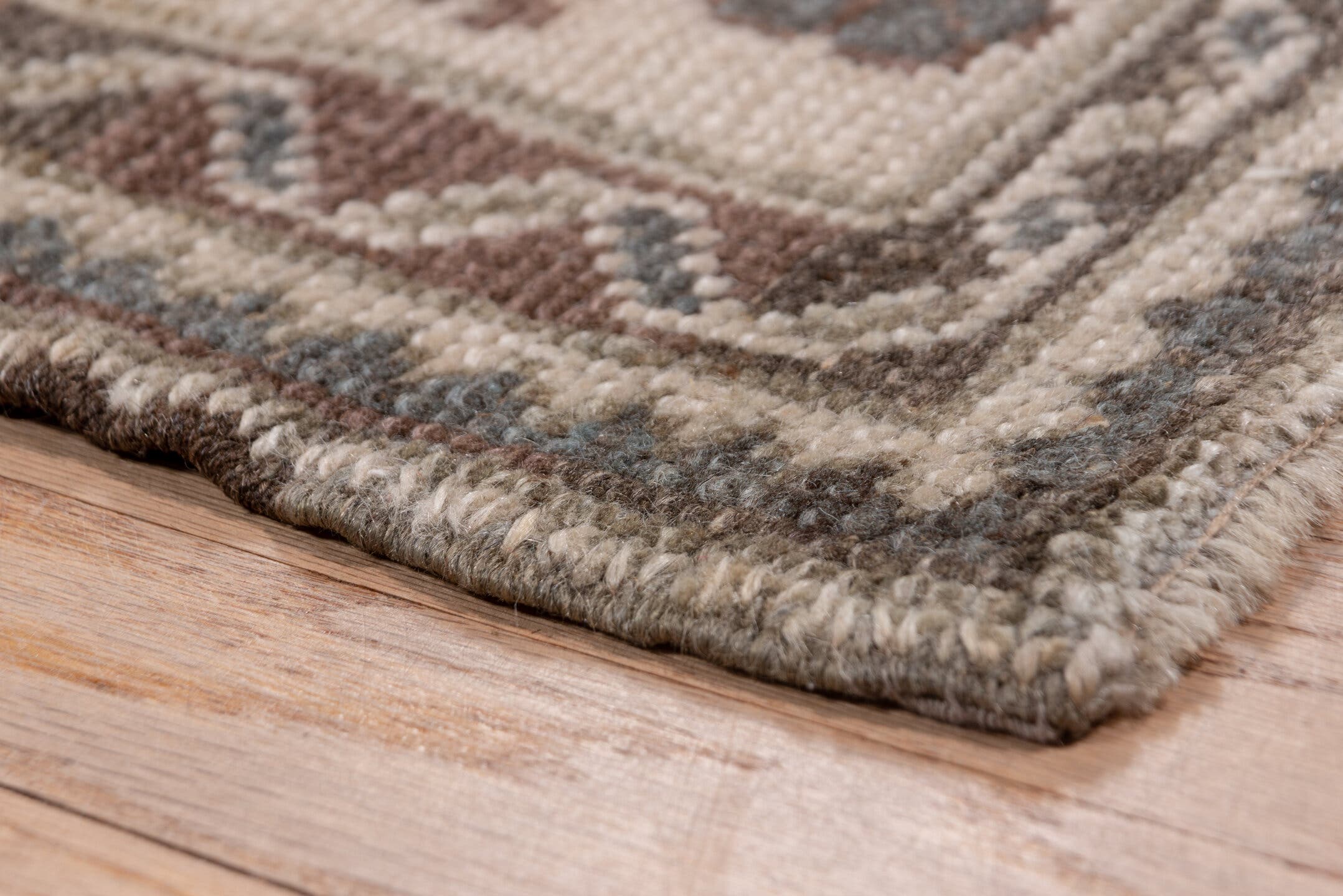 6' x 12' one-of-a-kind handmade antique Oushak large size rug. Color palette: ivory, taupe, rose, brown, mauve, charcoal