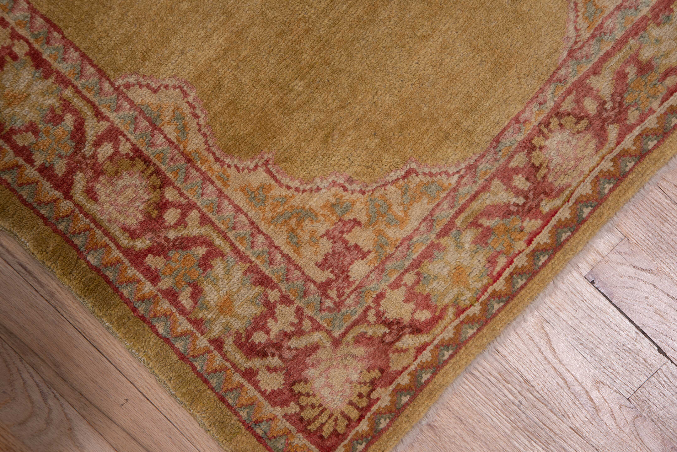 2' x 11' one-of-a-kind handmade antique Oushak runner rug. Color palette: camel, rose, terra cotta, ivory, tan, beige, pink