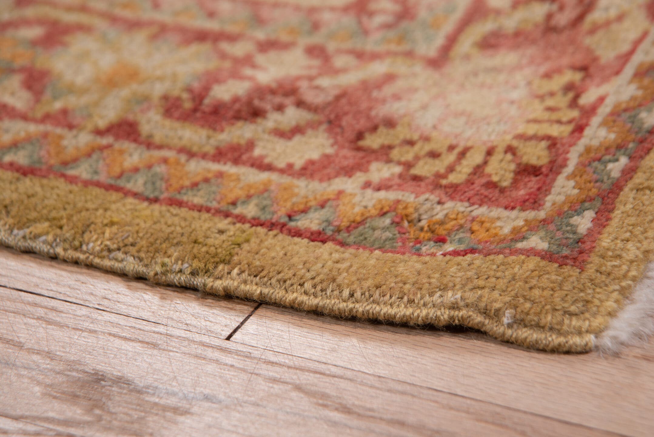2' x 11' one-of-a-kind handmade antique Oushak runner rug. Color palette: camel, rose, terra cotta, ivory, tan, beige, pink