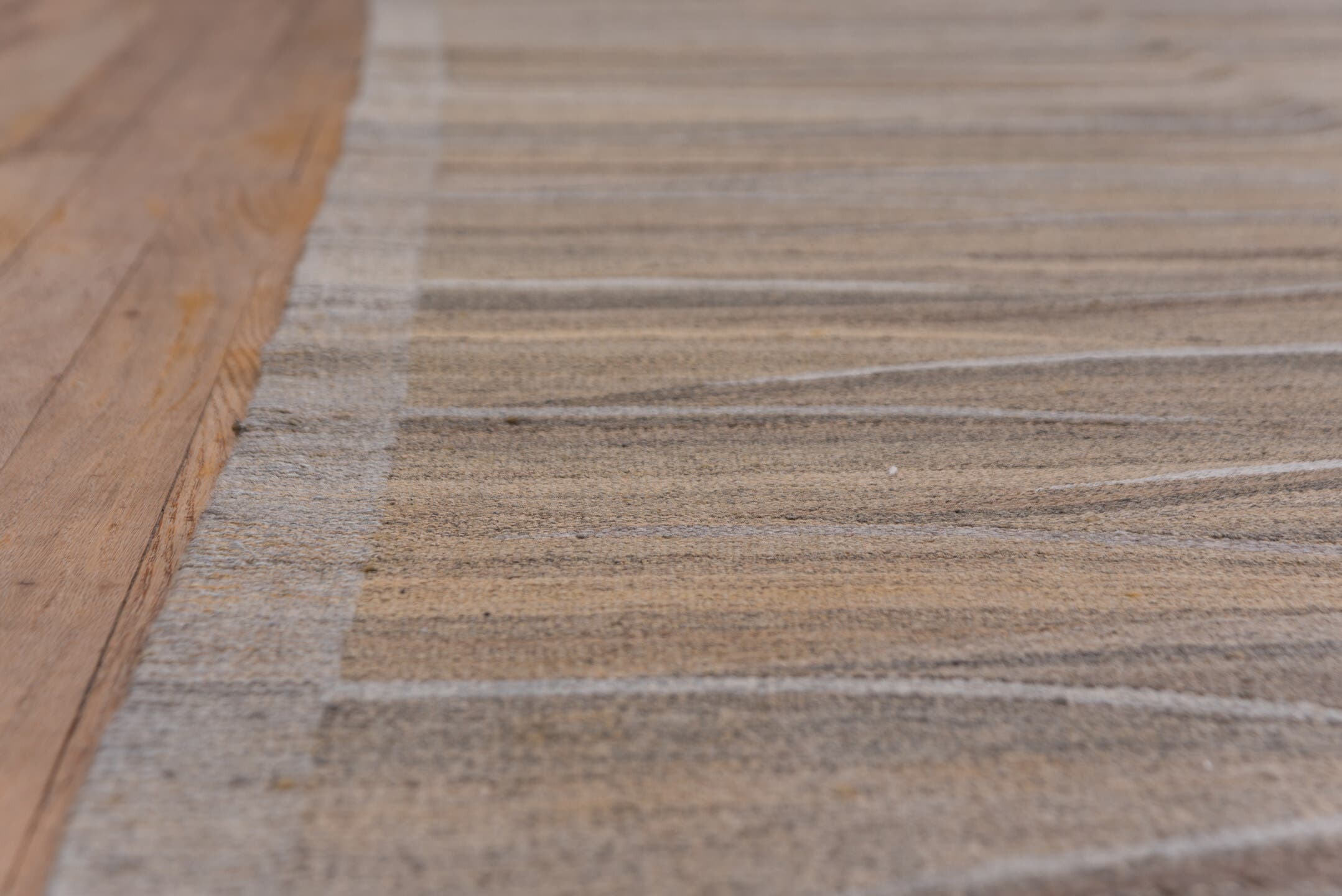 8' x 10' one-of-a-kind handmade vintage Kilim large size rug. Color palette: taupe, brown, camel, beige, ivory, charcoal