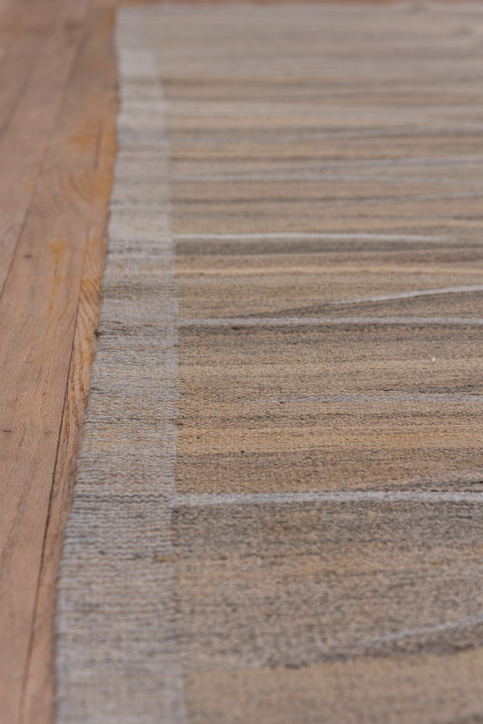 8' x 10' one-of-a-kind handmade vintage Kilim large size rug. Color palette: taupe, brown, camel, beige, ivory, charcoal