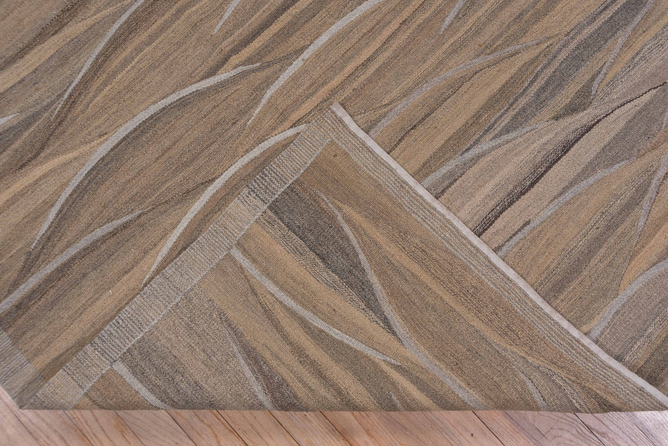 8' x 10' one-of-a-kind handmade vintage Kilim large size rug. Color palette: brown, gray, pink