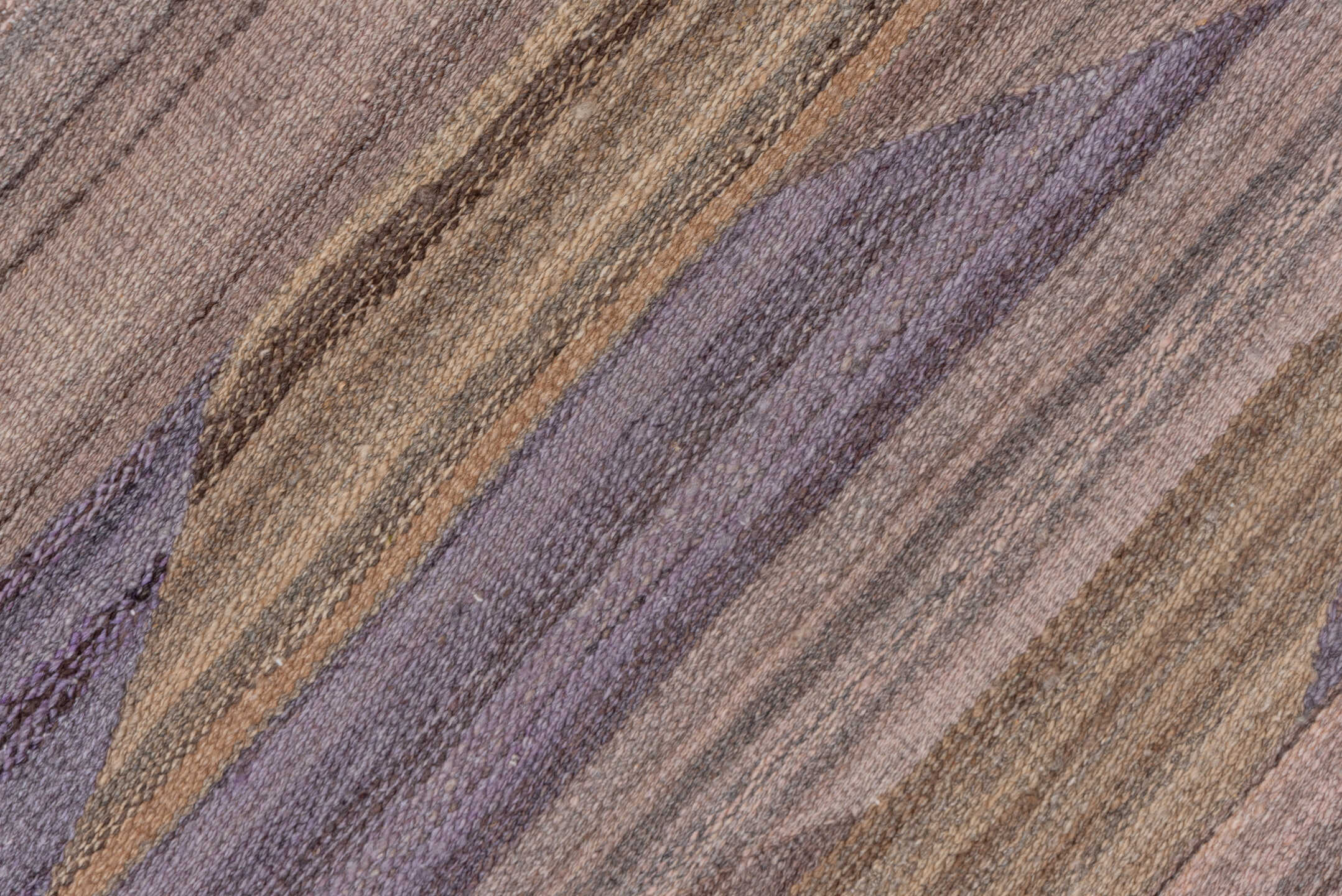 7' x 10' one-of-a-kind handmade vintage Kilim large size rug. Color palette: taupe, lavender, beige, mauve, brown, gray