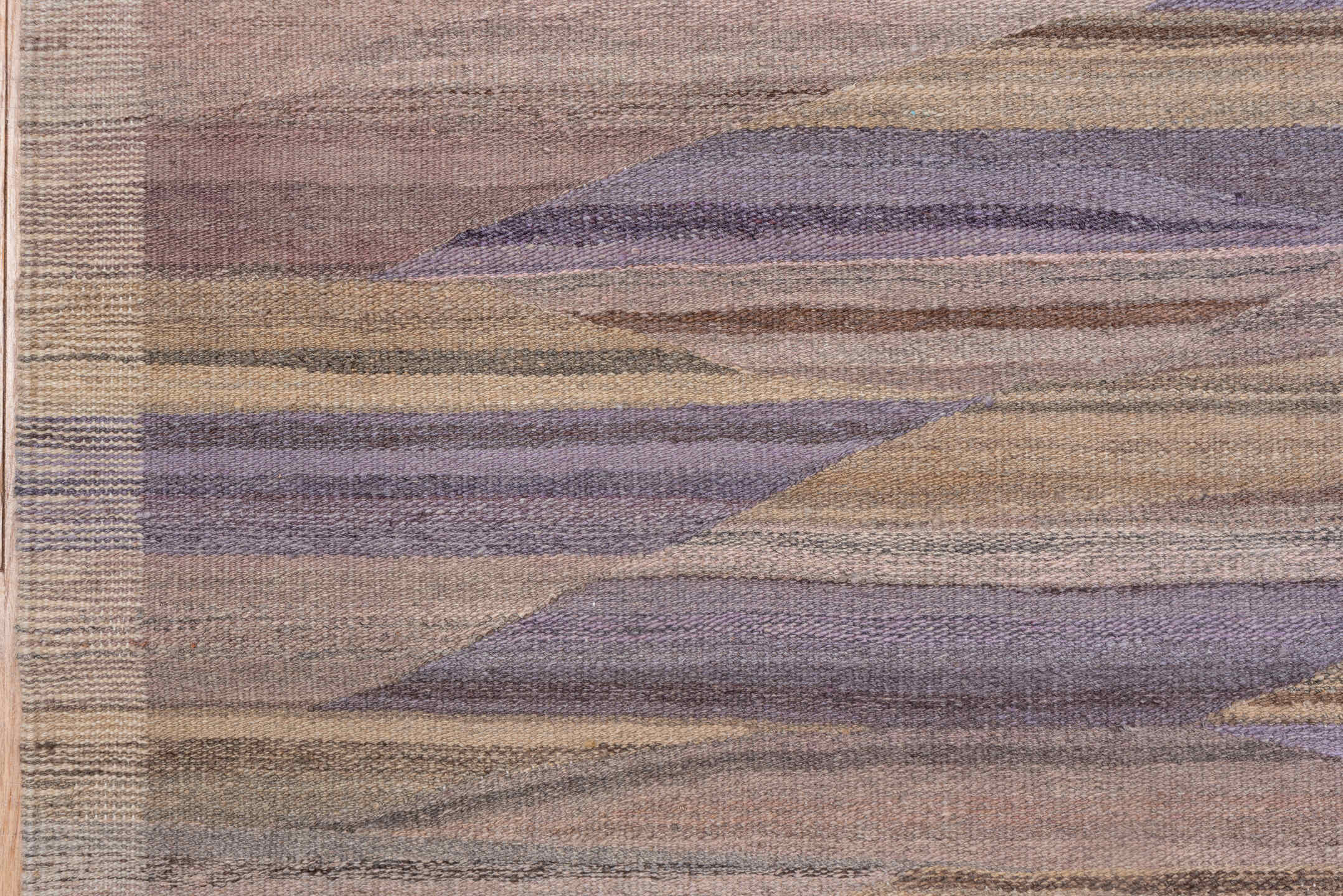 7' x 10' one-of-a-kind handmade vintage Kilim large size rug. Color palette: taupe, lavender, beige, mauve, brown, gray