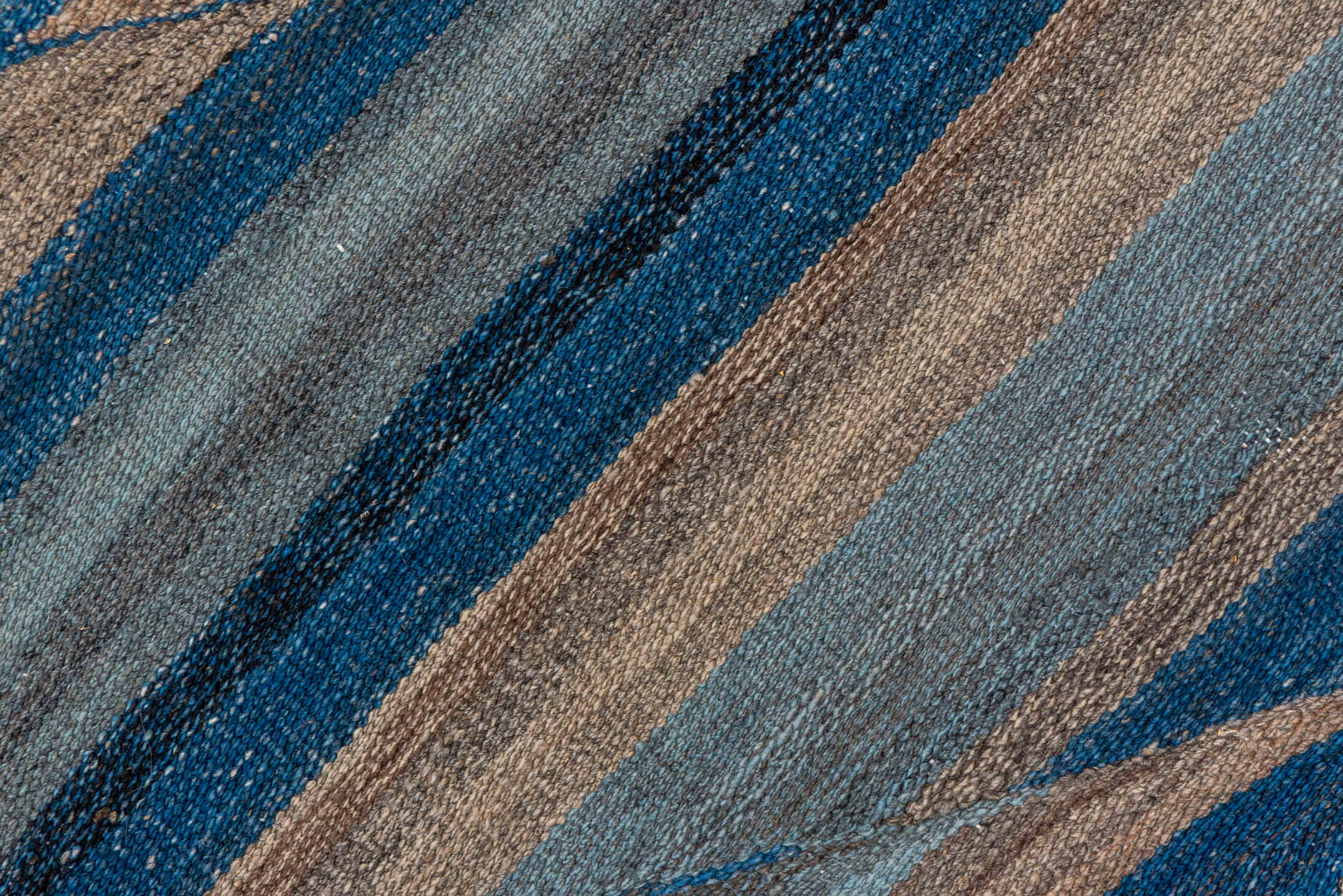 8' x 11' one-of-a-kind handmade vintage Kilim large size rug. Color palette: blue, taupe, sky blue, slate, ivory, beige