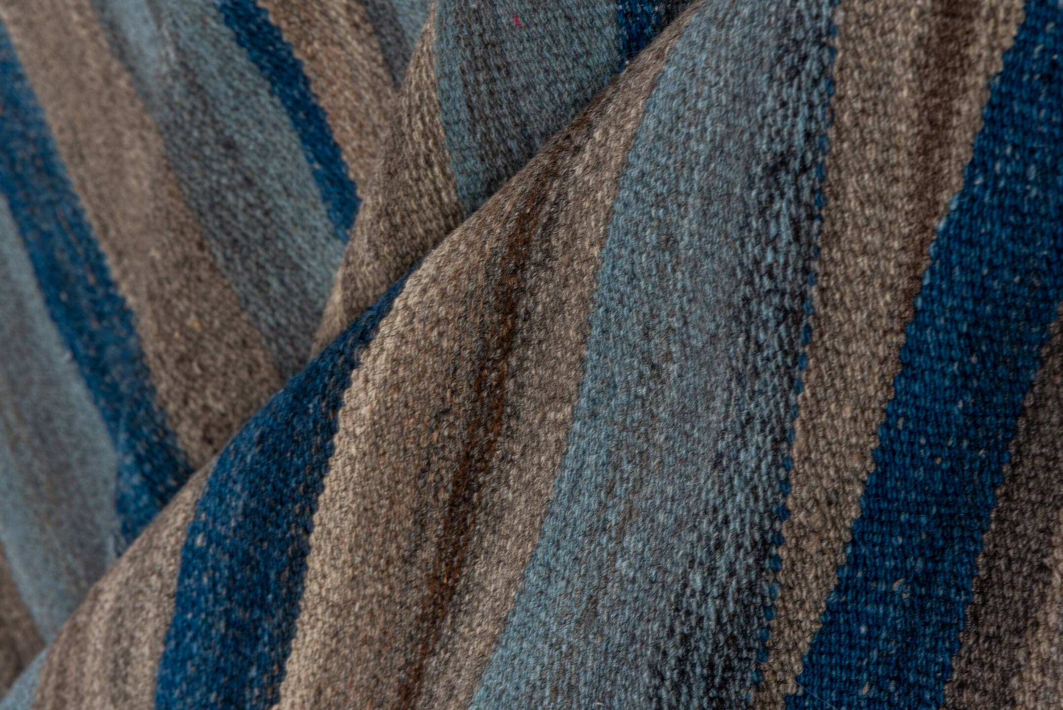 8' x 11' one-of-a-kind handmade vintage Kilim large size rug. Color palette: blue, taupe, sky blue, slate, ivory, beige