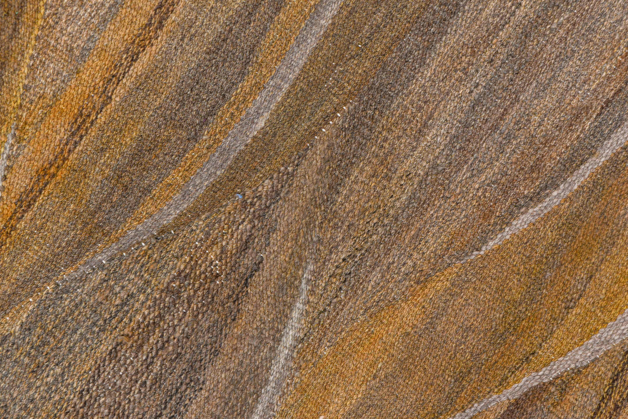 8' x 9' one-of-a-kind handmade vintage Kilim rug. Color palette: taupe, camel, beige, ivory, brown, gray