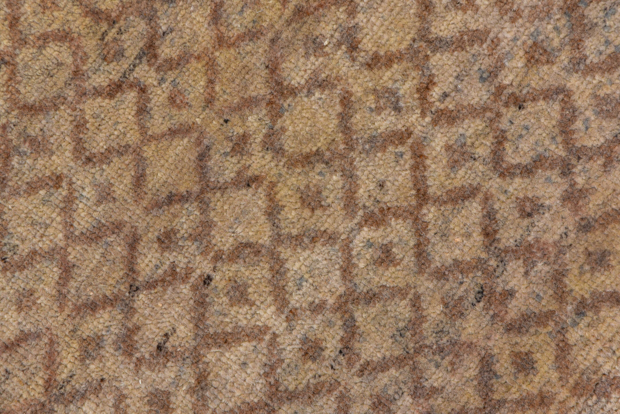 10' x 15' one-of-a-kind handmade vintage Mosaic rug. Color palette: beige, taupe, camel, brown, ivory, gray