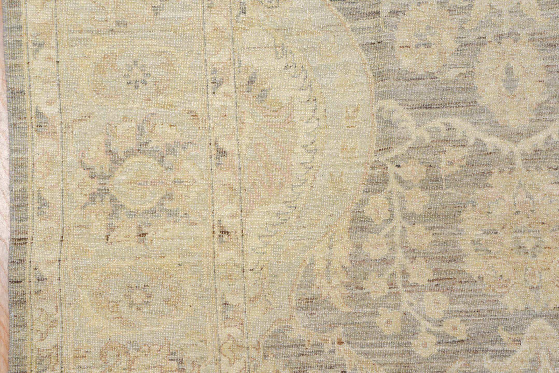 9' x 12' one-of-a-kind handmade vintage Sivas large size rug. Color palette: ivory, beige, taupe, gray, cream, pale gold