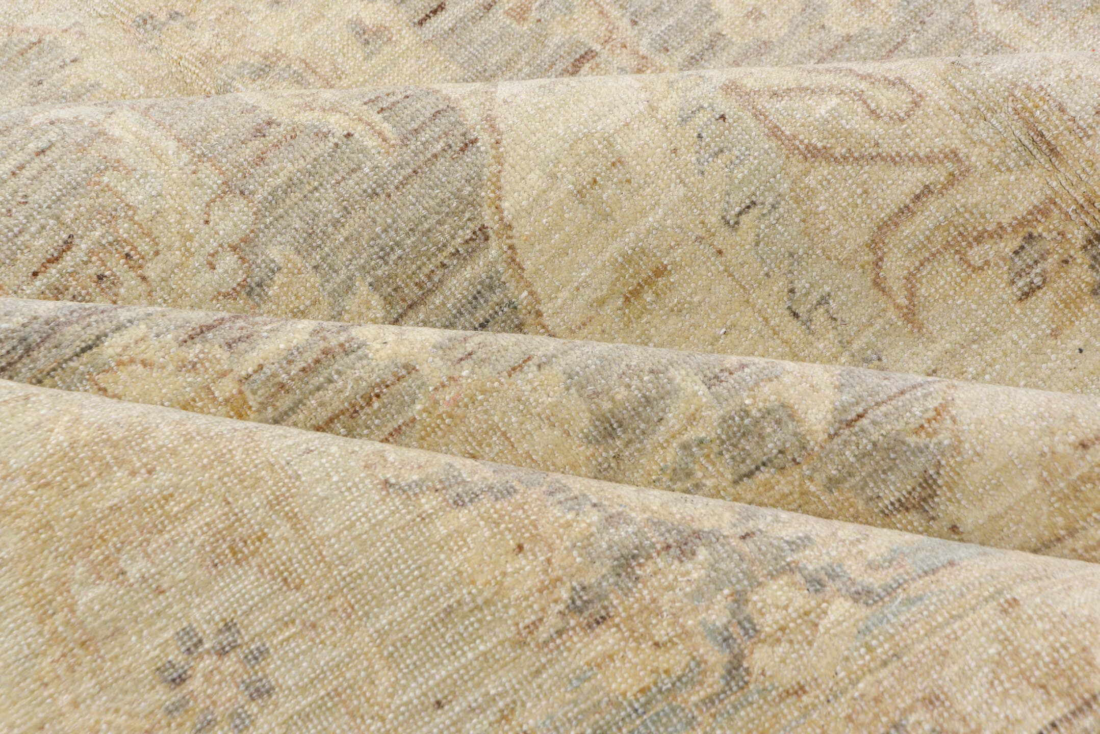 9' x 12' one-of-a-kind handmade vintage Sivas large size rug. Color palette: ivory, beige, taupe, gray, cream, pale gold