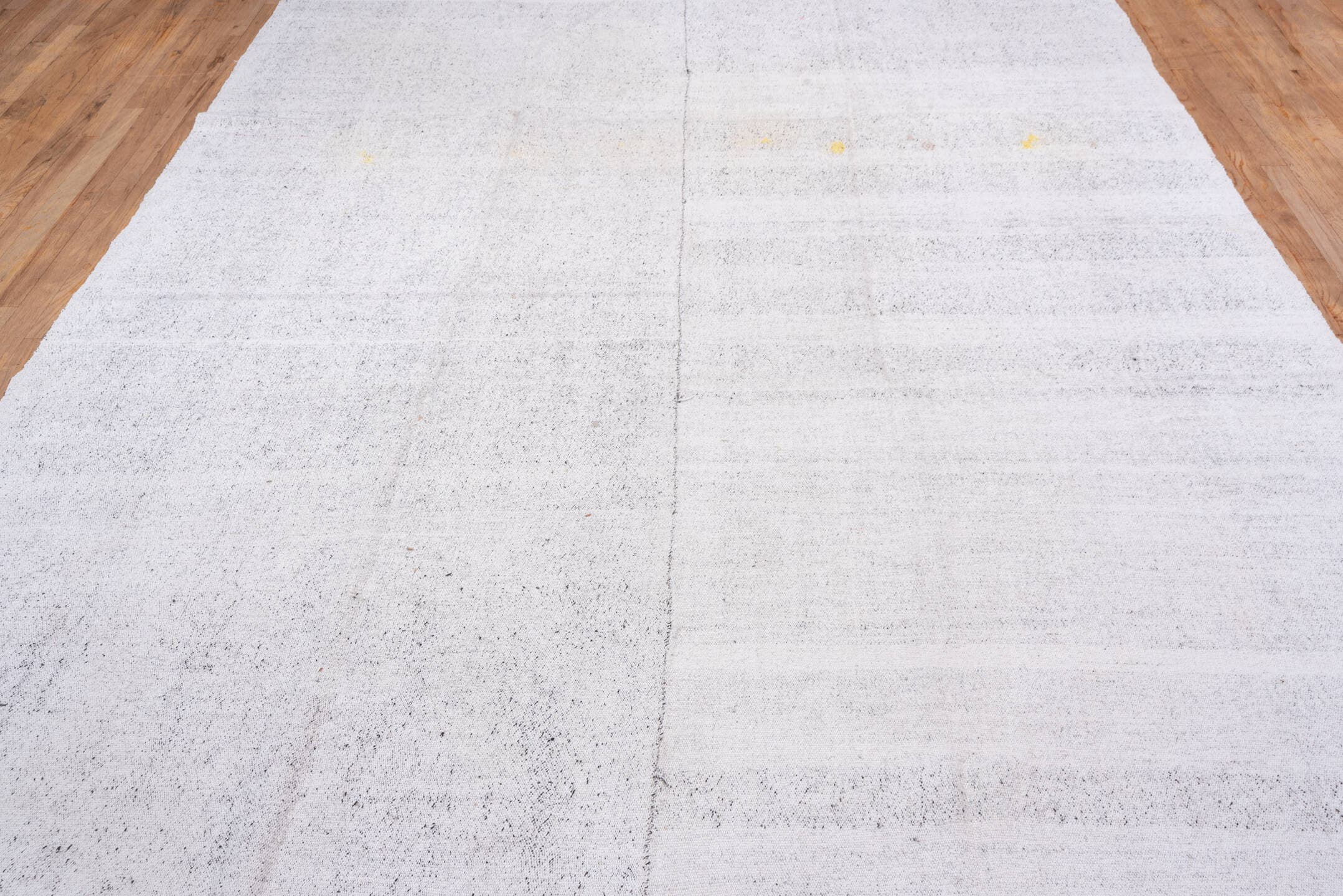 7' x 10' one-of-a-kind handmade vintage Flatweave large size rug. Color palette: ivory, cream, taupe, light gray, pale gold