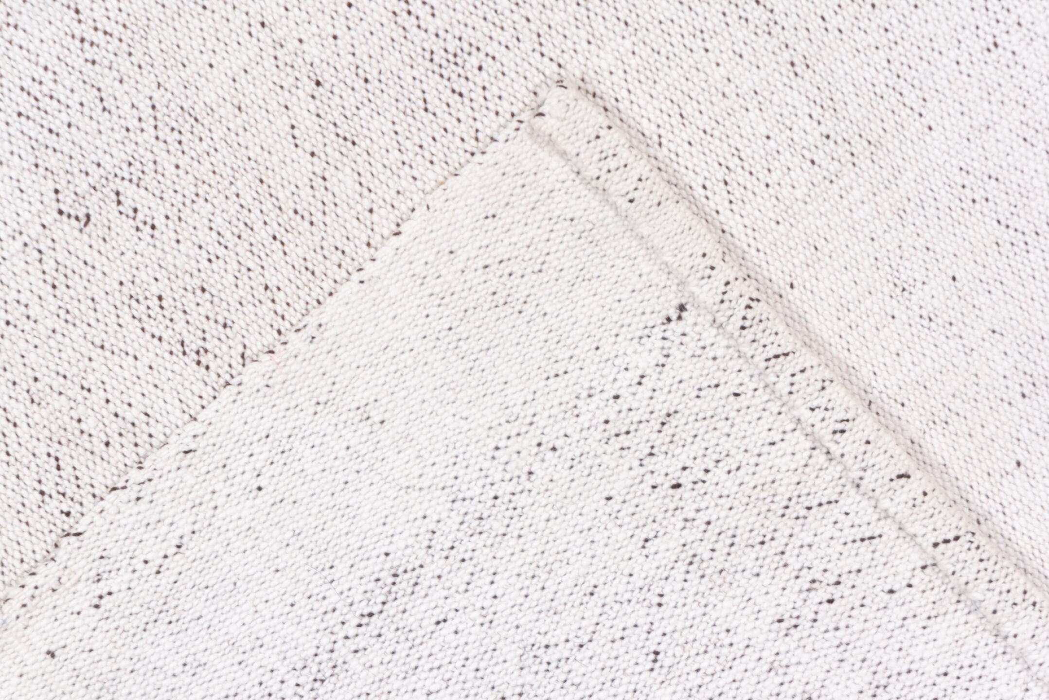 3' x 10' one-of-a-kind handmade vintage Flatweave runner rug. Color palette: ivory, cream, taupe, beige, gray