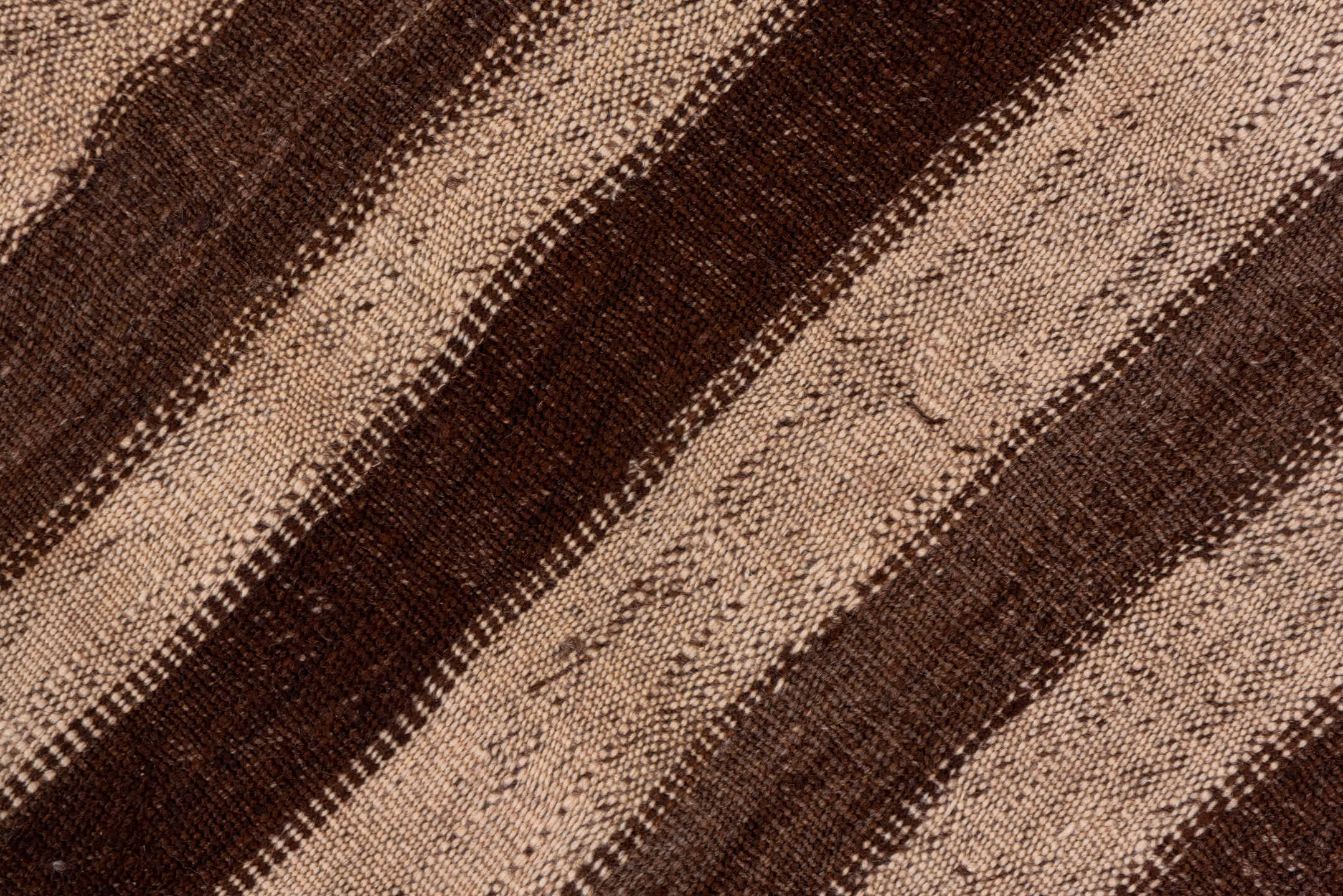 5' x 11' one-of-a-kind handmade vintage Kilim runner rug. Color palette: brown, beige, taupe, camel, ivory, gray