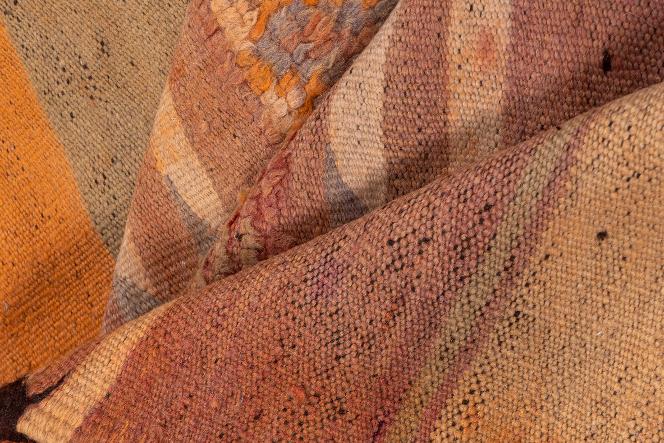 6' x 11' one-of-a-kind handmade vintage Moroccan large size rug. Color palette: terra cotta, rose, lavender, taupe, rust