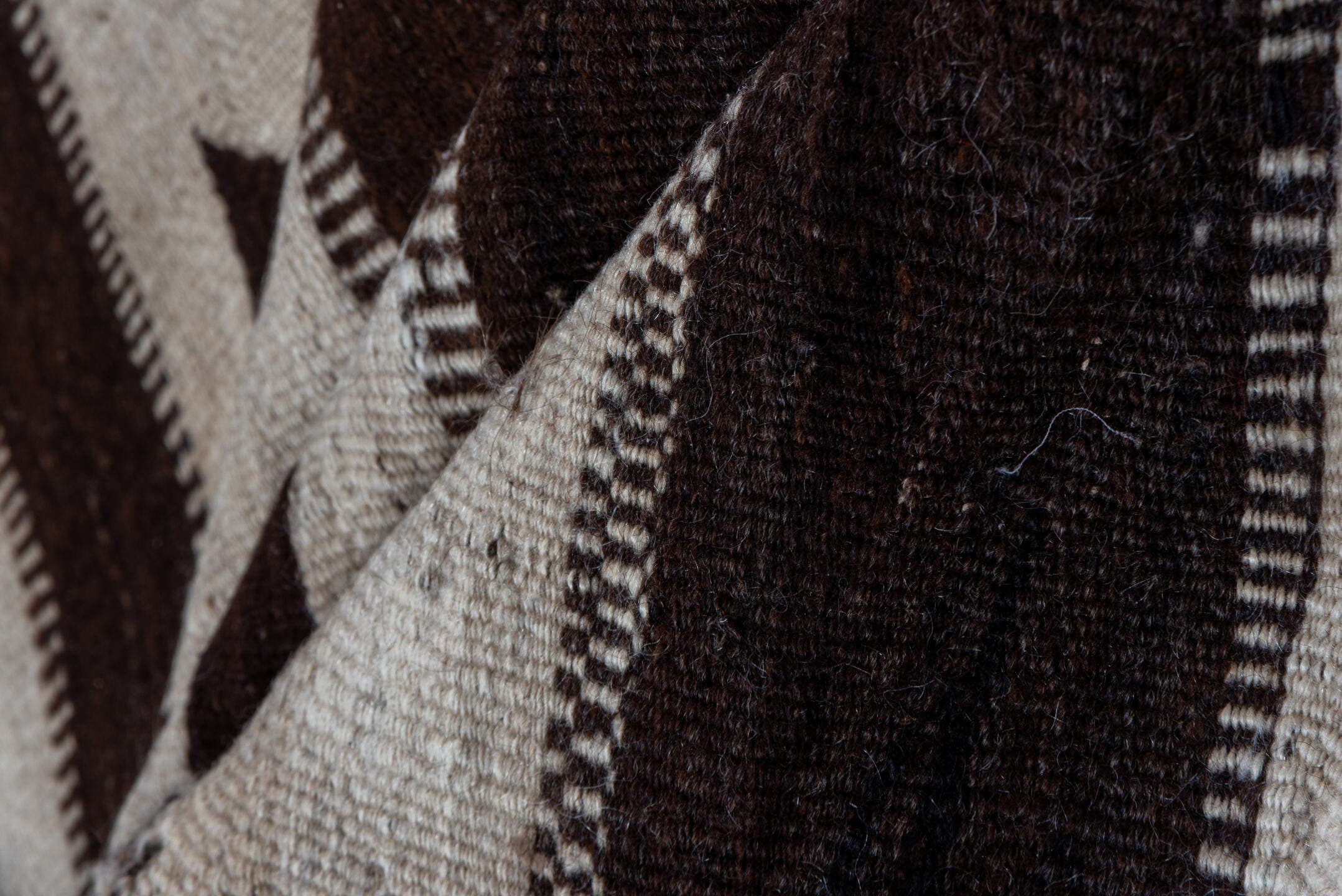 5' x 11' one-of-a-kind handmade vintage Kilim runner rug. Color palette: ivory, brown, espresso, black