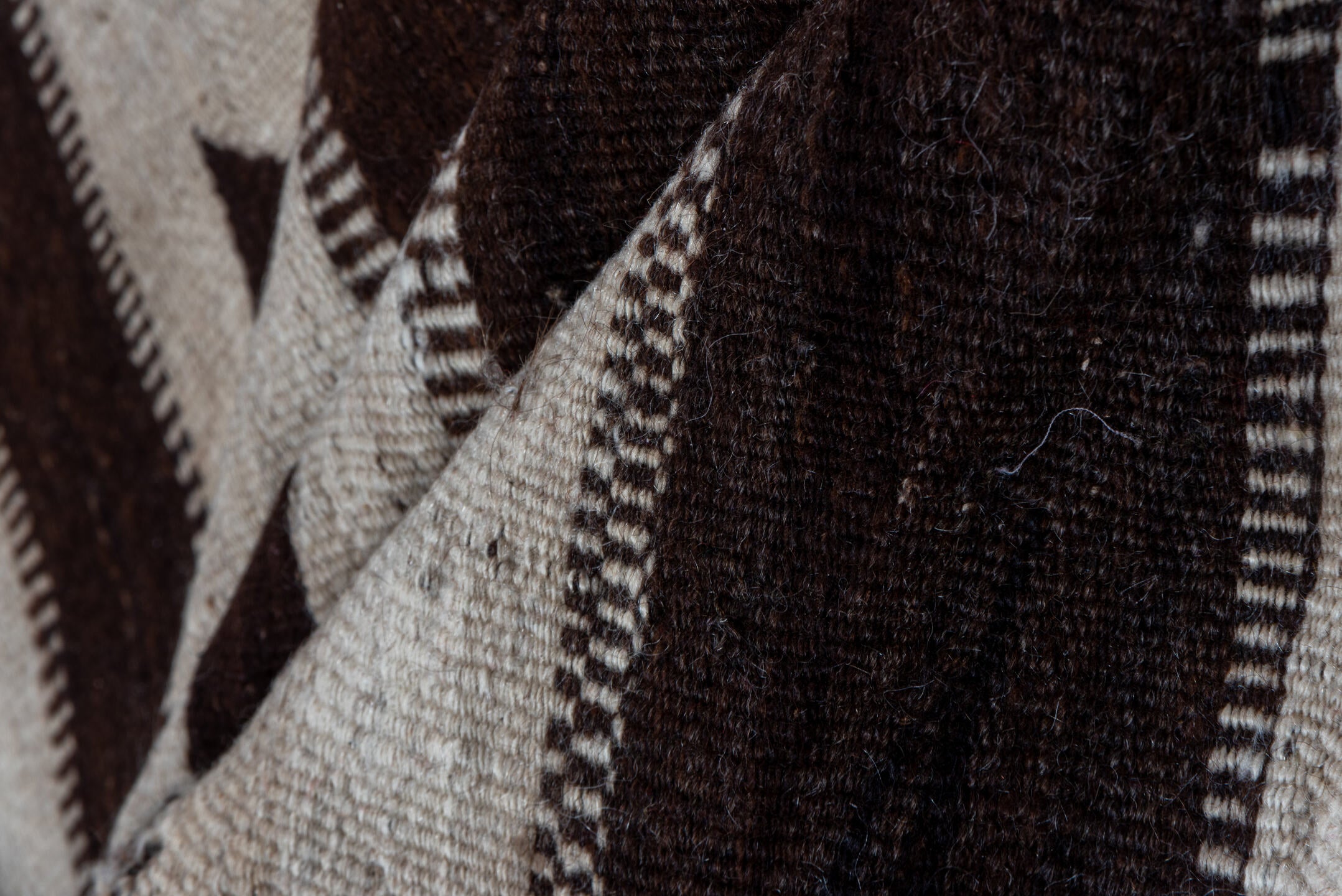 5' x 11' one-of-a-kind handmade vintage Kilim runner rug. Color palette: brown, gray, light gray, off-white, pink, snow