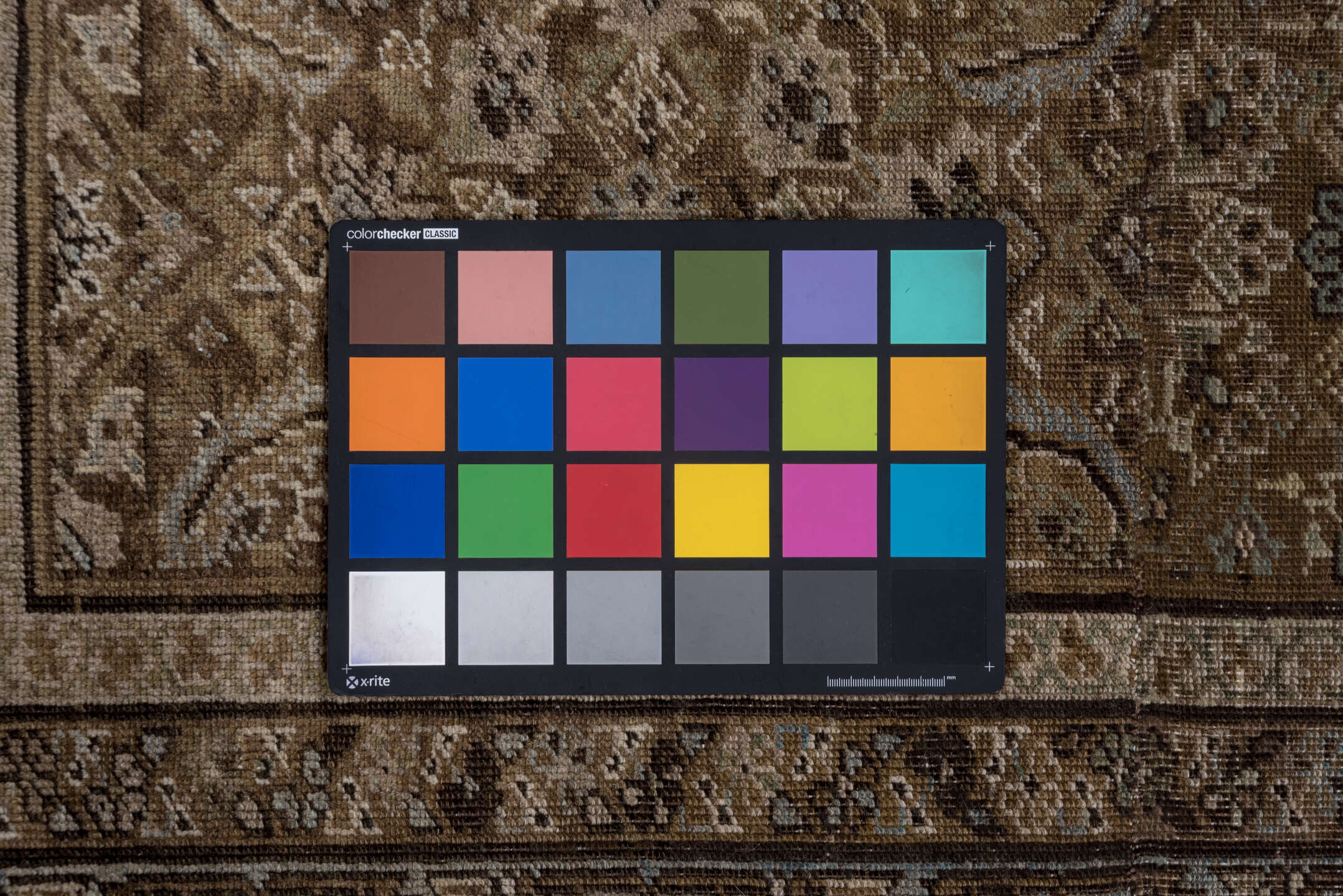 6' x 7' one-of-a-kind handmade vintage Karabagh rug. Color palette: brown, dim gray, gray