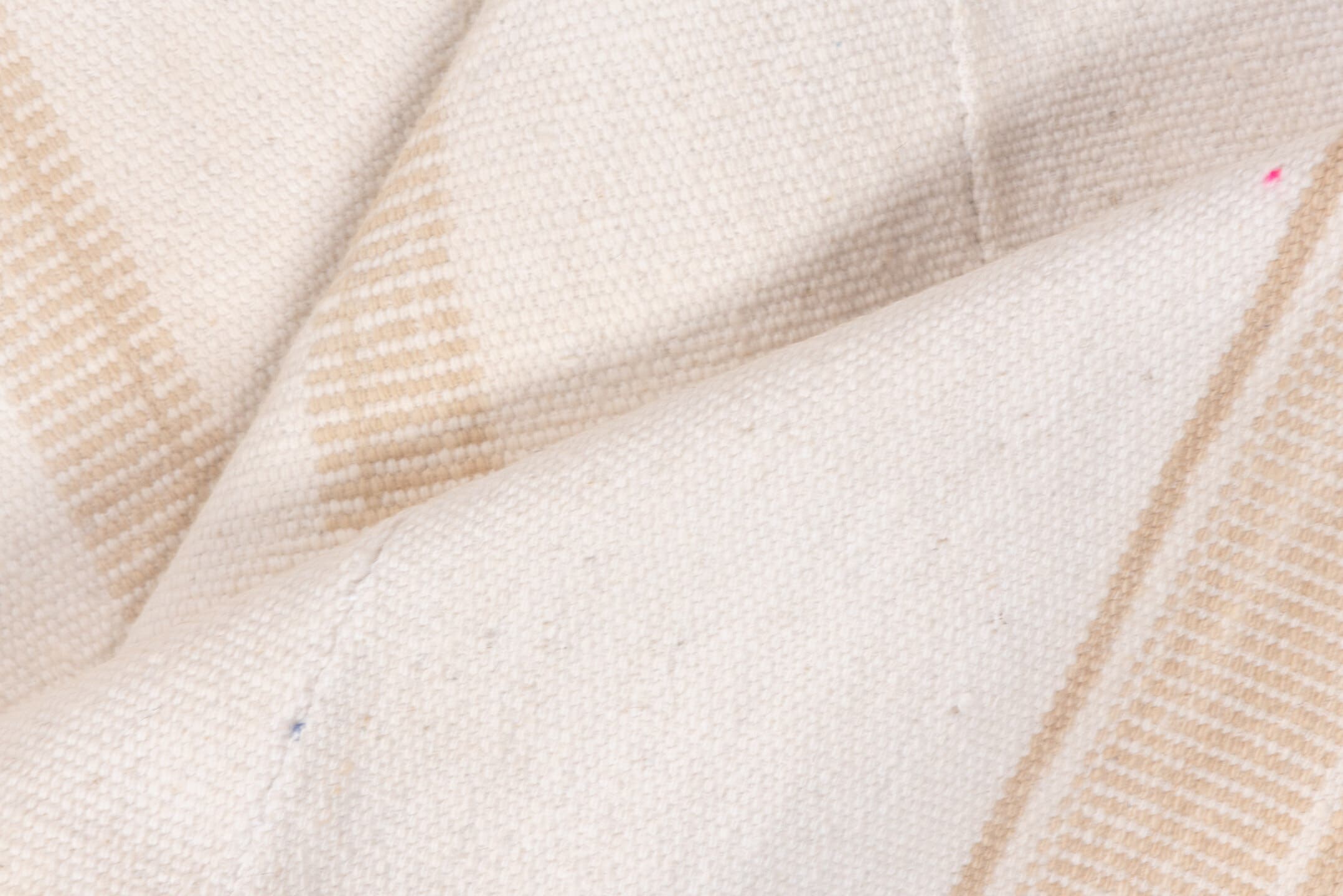 3' x 7' one-of-a-kind handmade vintage Flatweave rug. Color palette: ivory, cream, beige