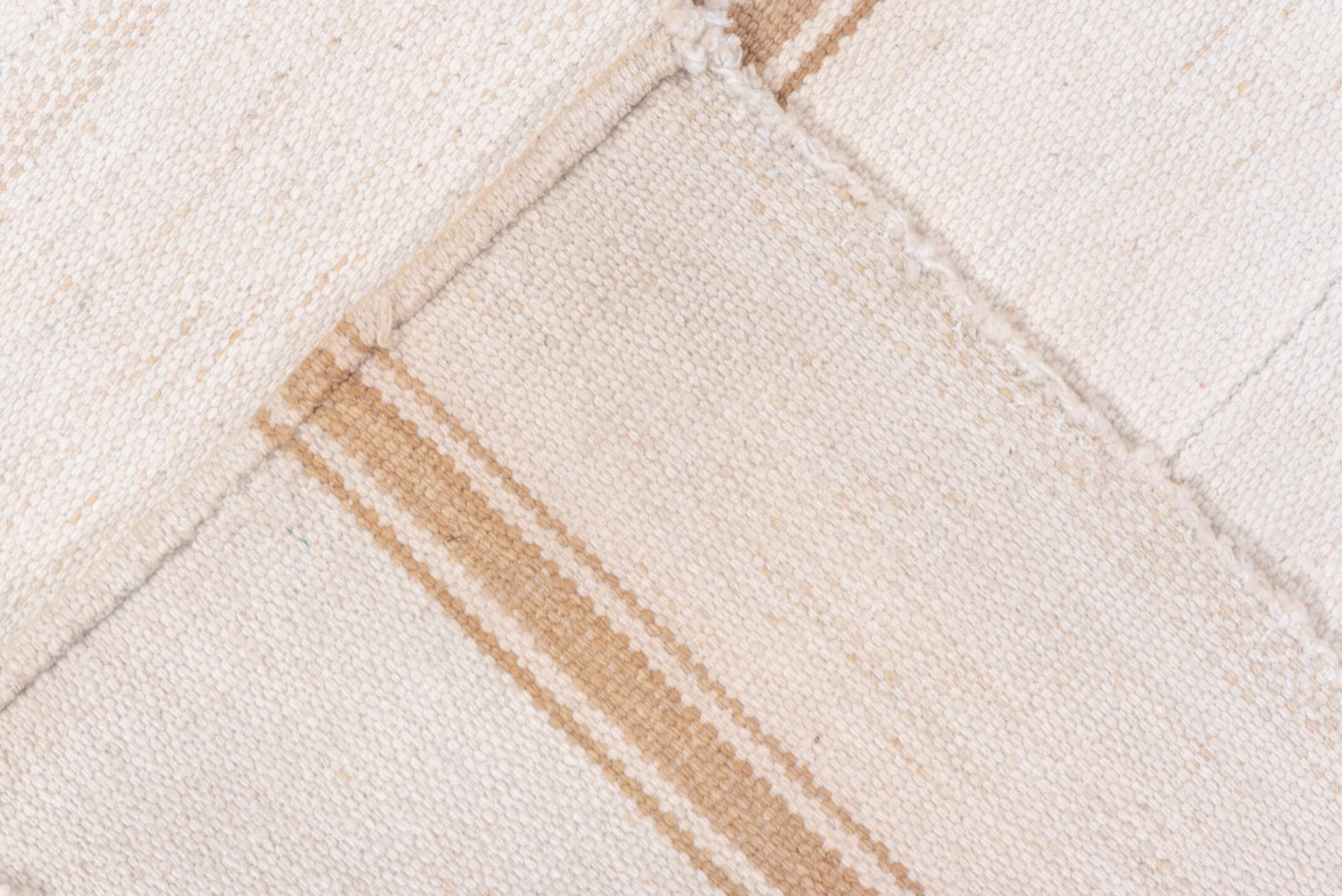 3' x 7' one-of-a-kind handmade vintage Flatweave rug. Color palette: ivory, cream, tan, taupe, beige, gray