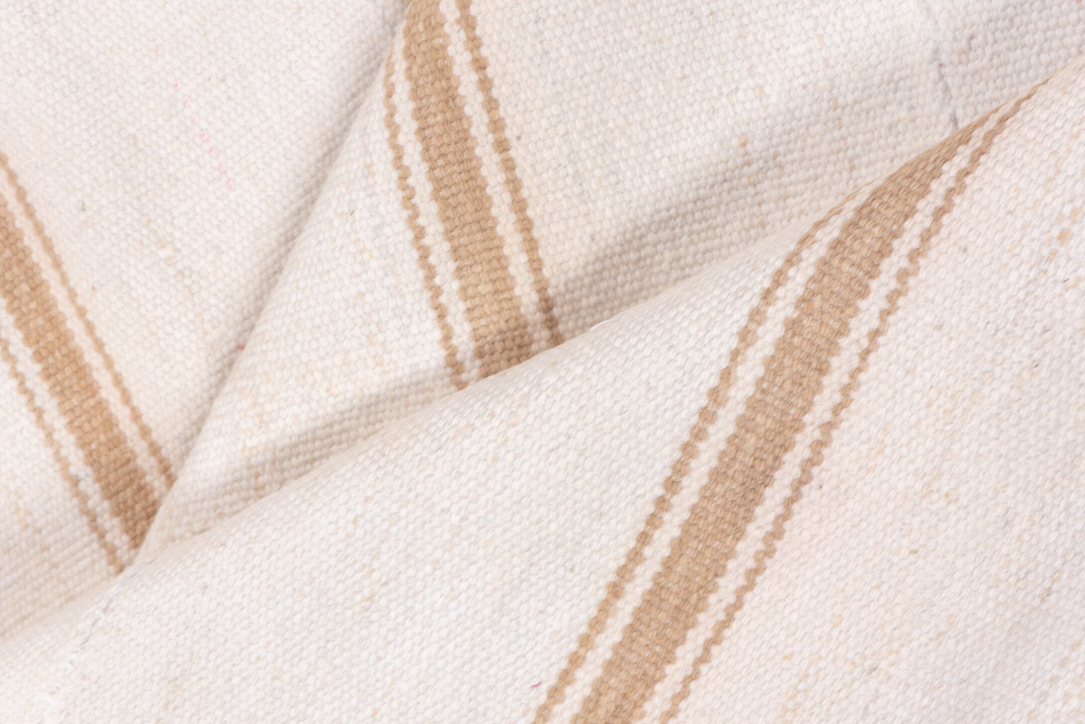 3' x 7' one-of-a-kind handmade vintage Flatweave rug. Color palette: ivory, cream, tan, taupe, beige, gray
