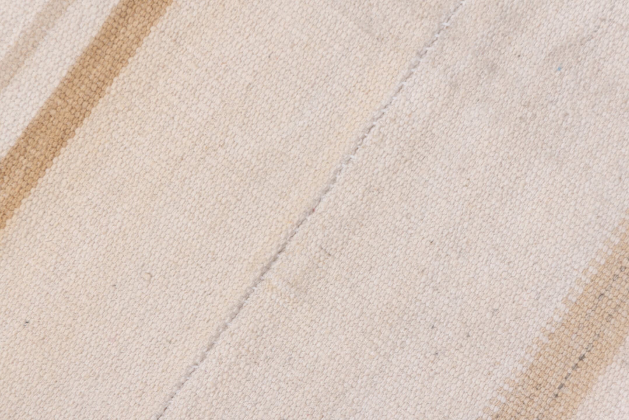 7' x 11' one-of-a-kind handmade vintage Flatweave large size rug. Color palette: ivory, beige, camel, cream