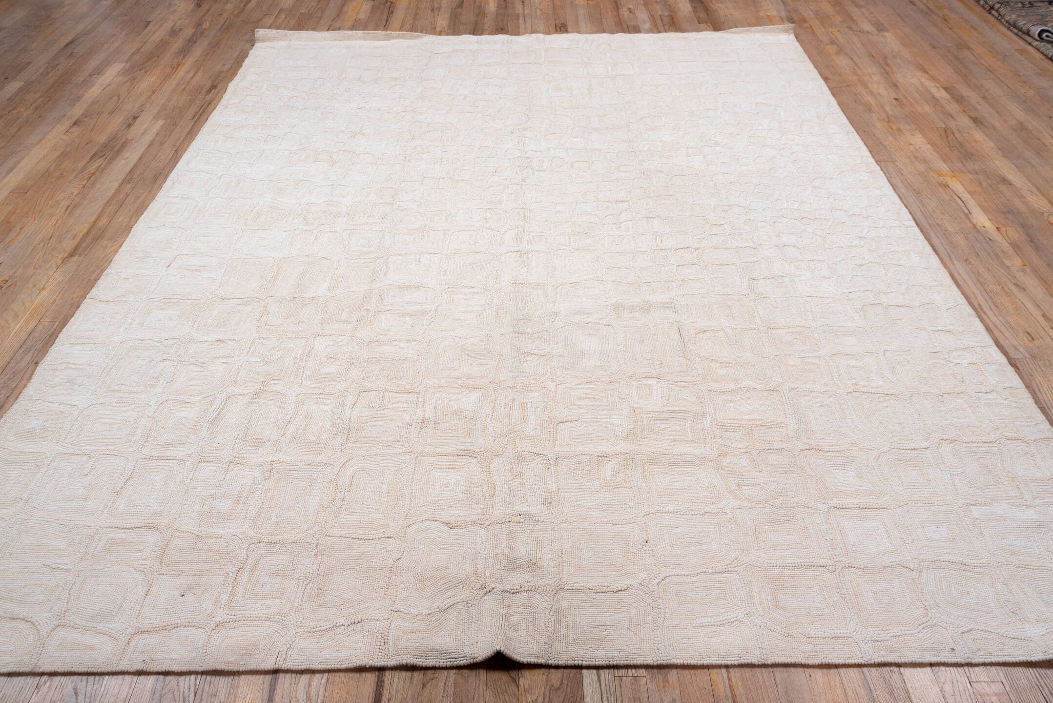 8' x 10' one-of-a-kind handmade vintage Flatweave large size rug. Color palette: ivory, blush, cream, beige, taupe, pink