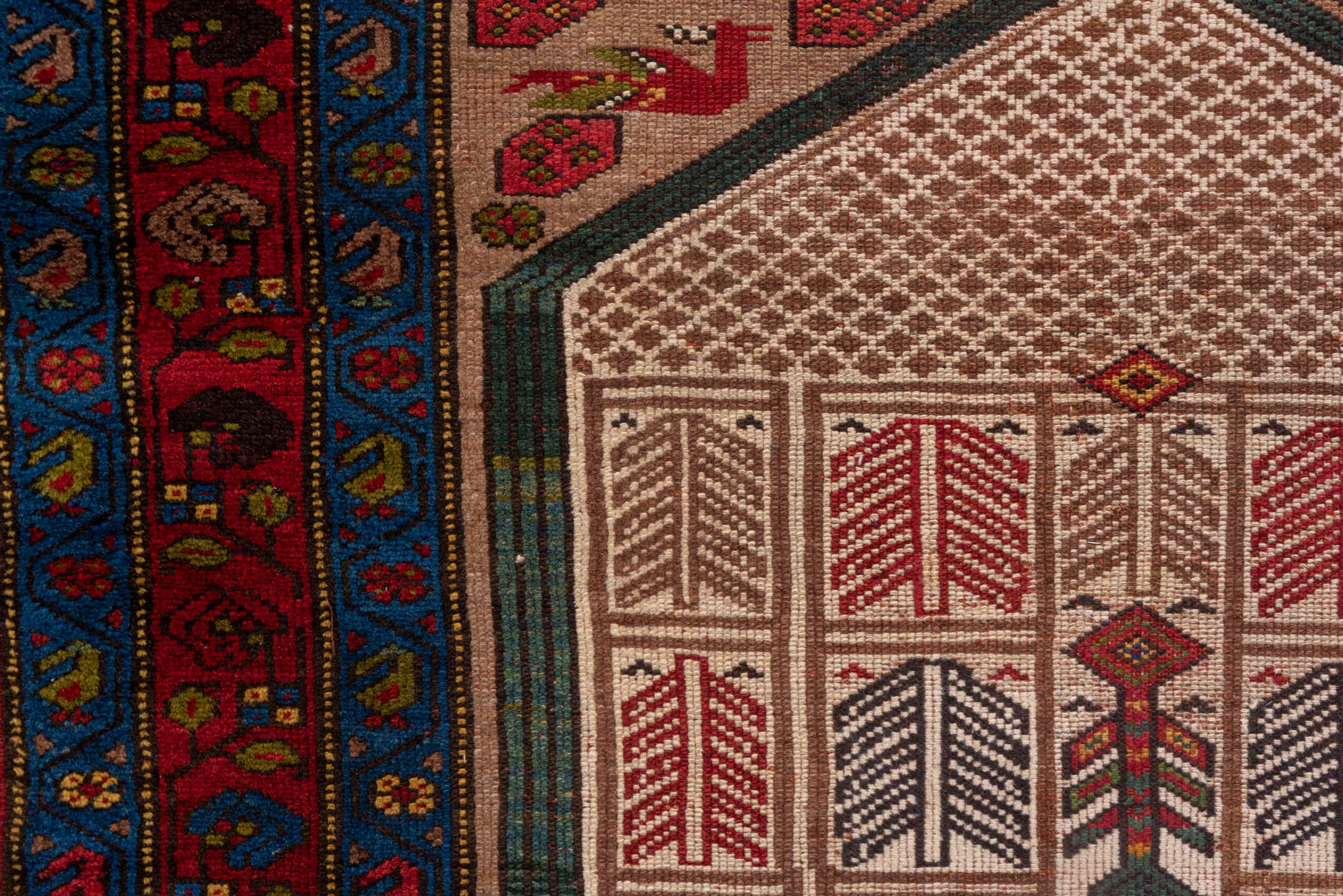 4' x 18' one-of-a-kind handmade antique Cam Hamadan runner rug. Color palette: ivory, crimson, indigo, navy, olive, rust