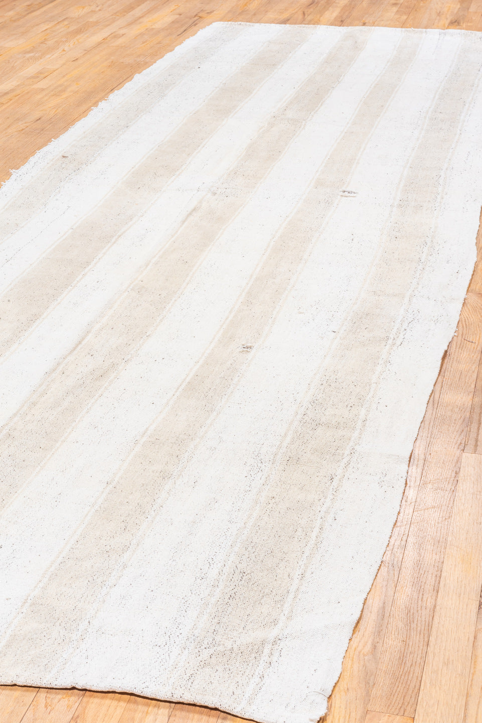 4' x 12' one-of-a-kind handmade vintage Flatweave runner rug. Color palette: gainsboro, gray, lavender blush, light gray