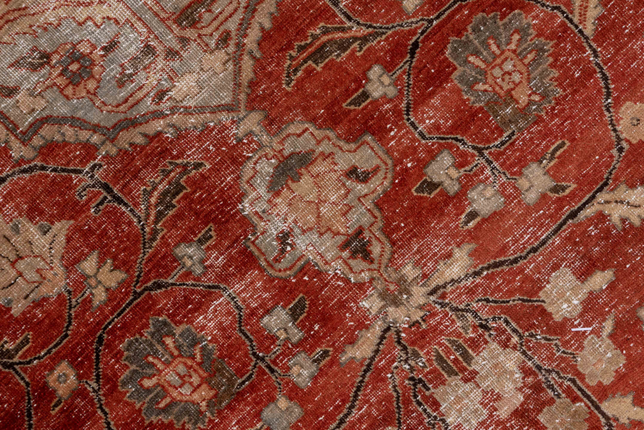 8' x 11' one-of-a-kind handmade antique Tabriz large size rug. Color palette: rust, ivory, slate, terra cotta, taupe